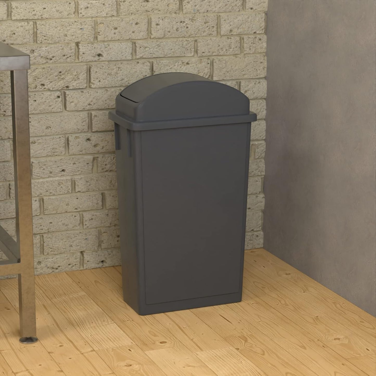 23 Gallon Gray Slim Jim Trash Can with Swing Top Lid