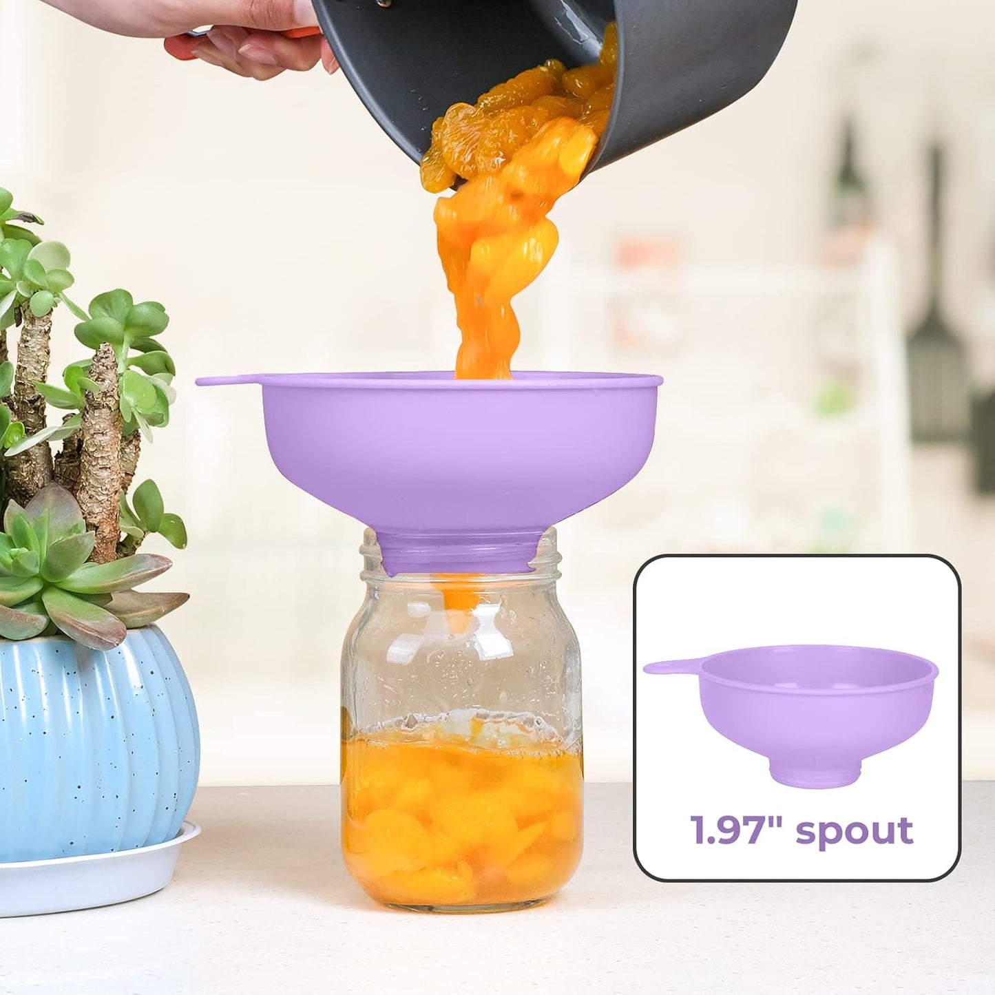 Wide Mouth Kitchen Funnel, Food Grade Plastic Cooking Canning Funnel with 4 Sizes Spouts for Filling Wide and Regular Mason Jars, Spray Dropper Oil Bottle Jug Spices Shampoo Sauce