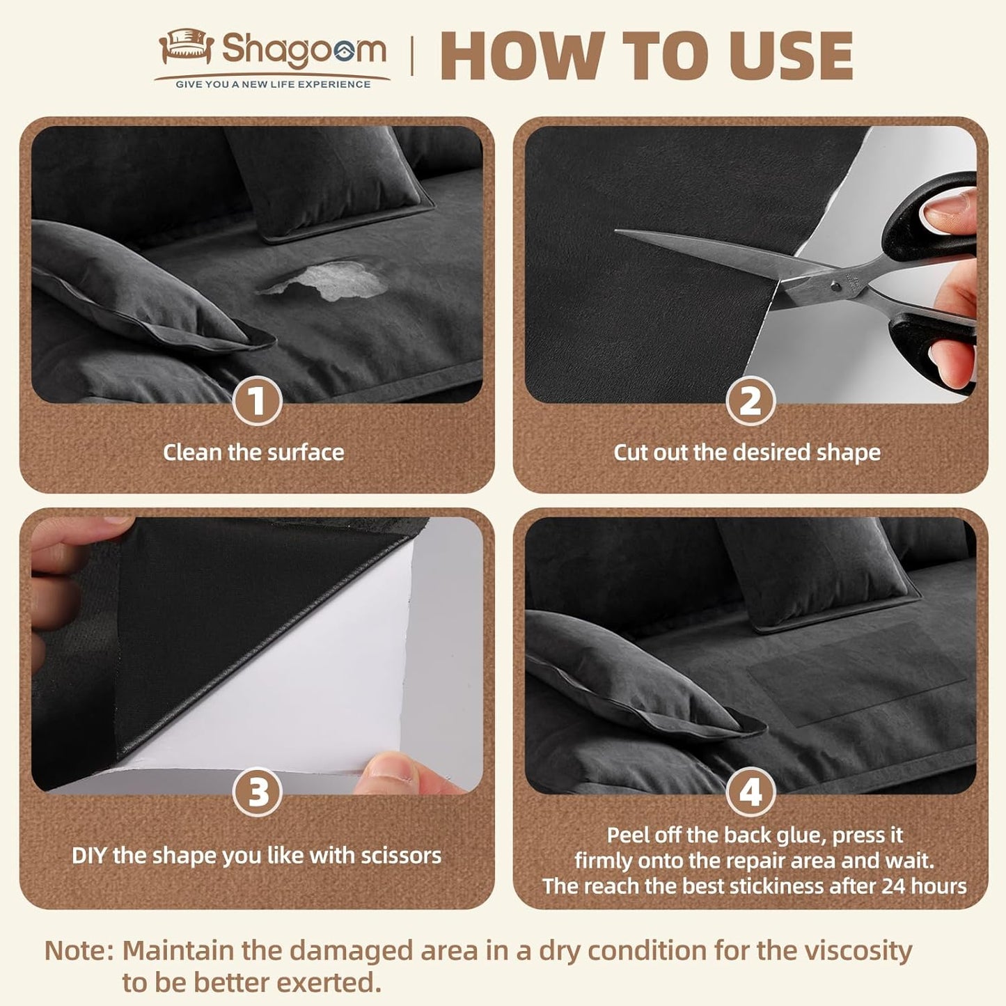 Suede Repair Patch, 17X79 Inch Fabric Large Repair Tape, Self-Adhesive Patches for Furniture, Sofa, Car Interior, Shoes, Hand Bag, Clothing (Dark Brown, 17X79 Inch)