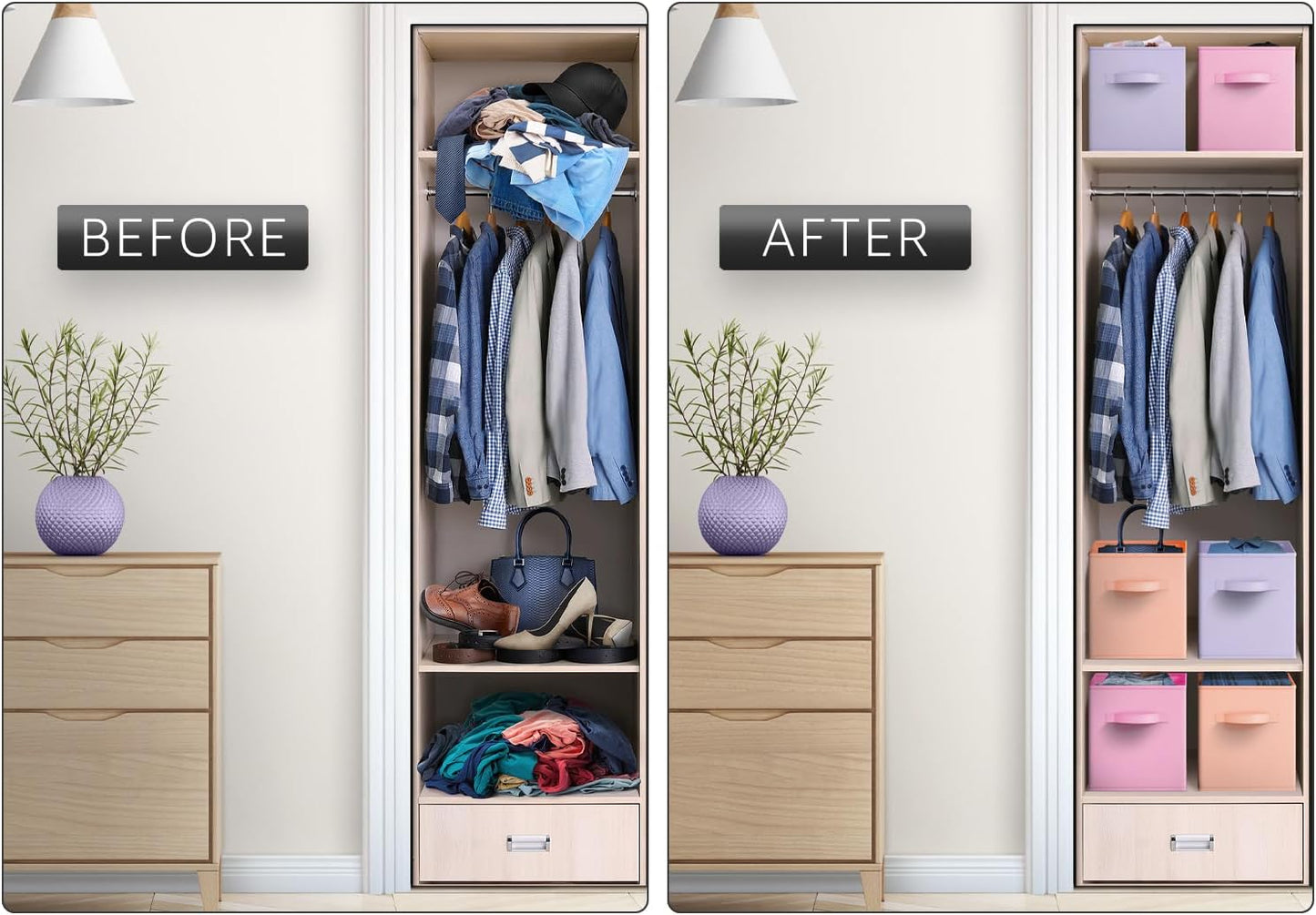 Sorbus Fabric Storage Cubes - 6 Foldable Storage Bins for Organizing Pantry, Cubbies, Toy Box - Clothes Storage & Closet Organizer - 13 Inch Collapsible Cube Baskets for Shelves with Handle