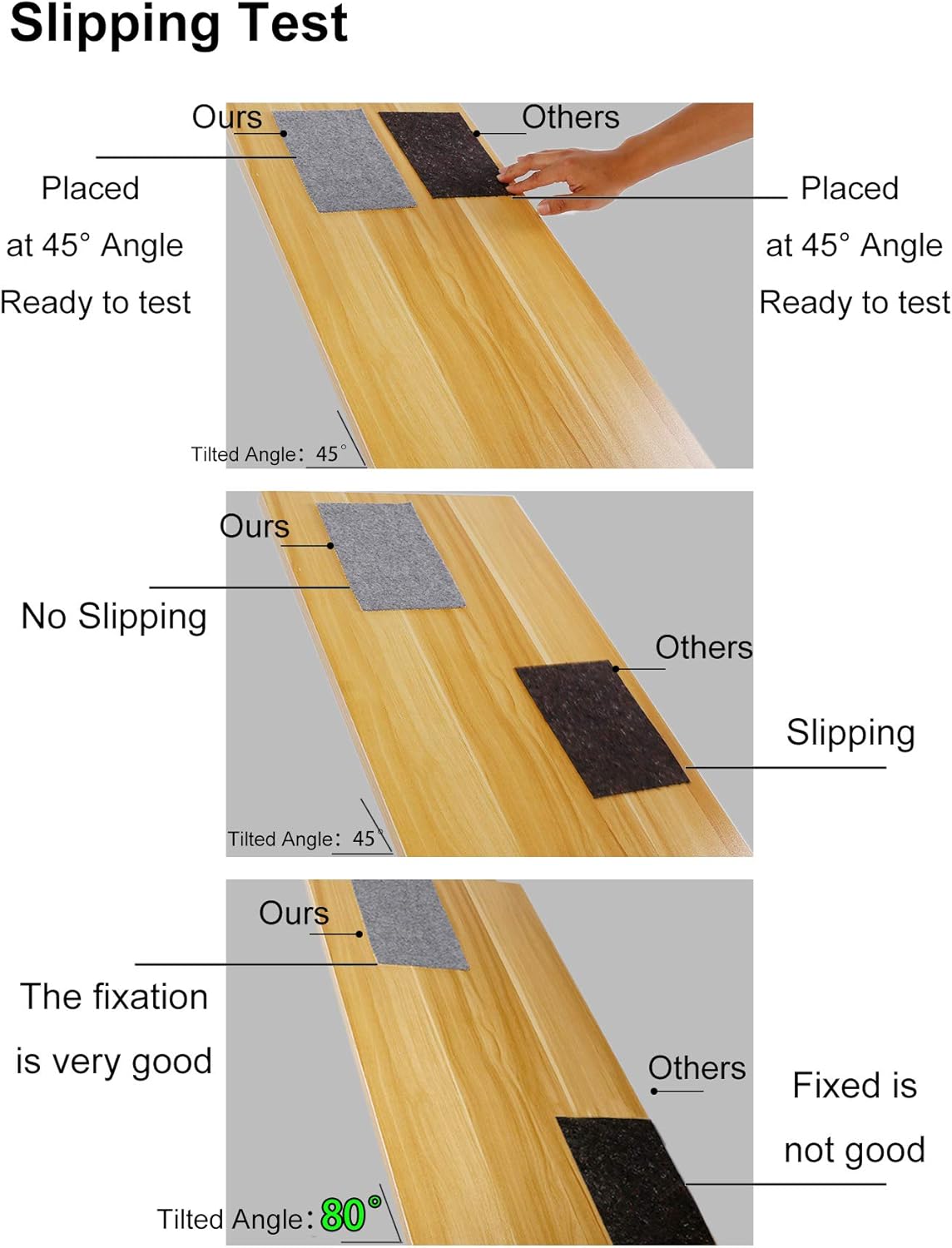 Non Slip Rug Pad Grippers - 3x5, 1/8" Thick, (Felt + Rubber) Double Layers Area Carpet Mat Tap, Provides Protection and Cushioning for Hardwood or Tile Floors