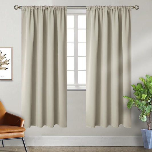 BGment Rod Pocket Blackout Curtains for Bedroom - Thermal Insulated Room Darkening Curtain for Living Room, Light Camel, 42 x 72 Inch, 2 Panels