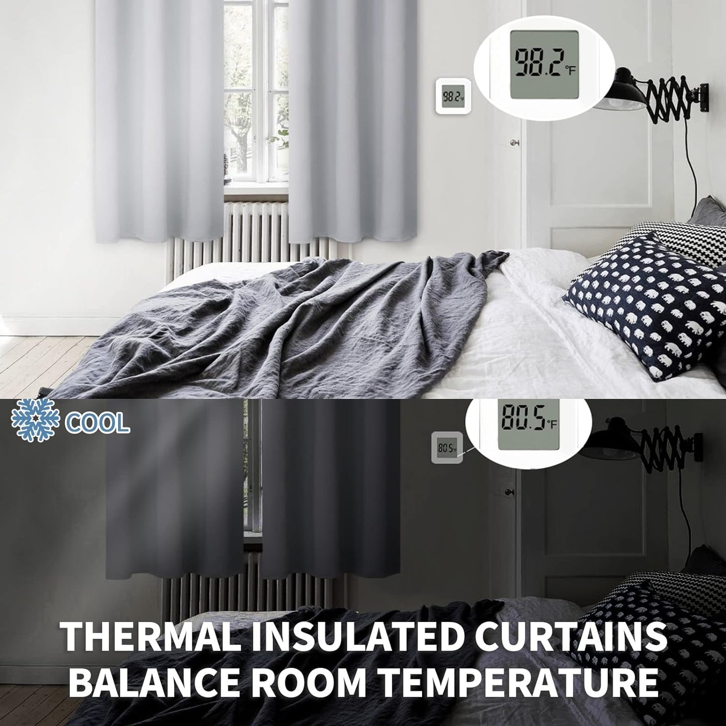 BGment Rod Pocket Blackout Curtains for Bedroom - Thermal Insulated Room Darkening Curtain for Living Room, 70 x 63 Inch, 2 Panels, Light Grey