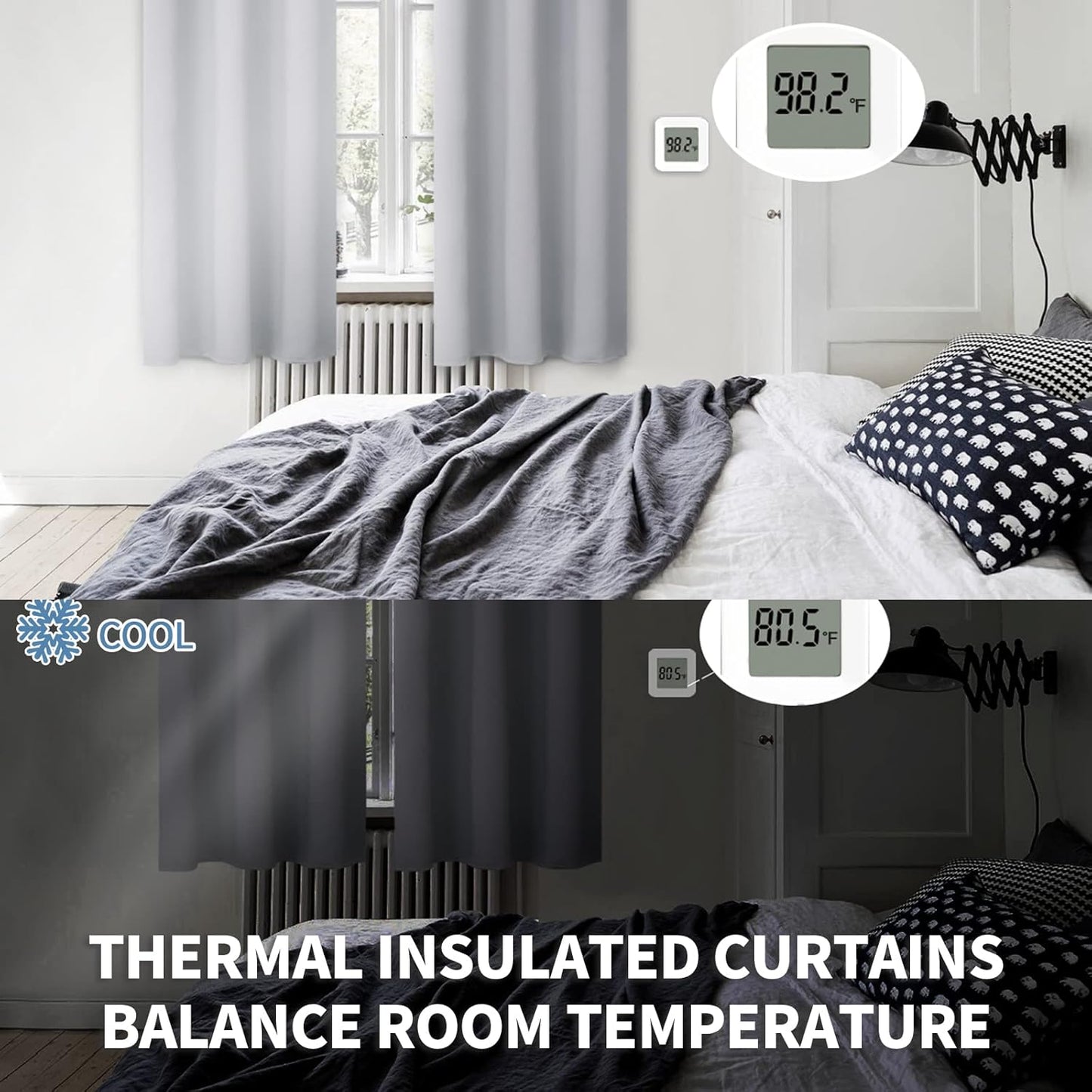 BGment Rod Pocket Blackout Curtains for Bedroom 72 Inches Length - Thermal Insulated Room Darkening Curtain for Living Room, 42 x 72 Inch, 2 Panels, Light Grey