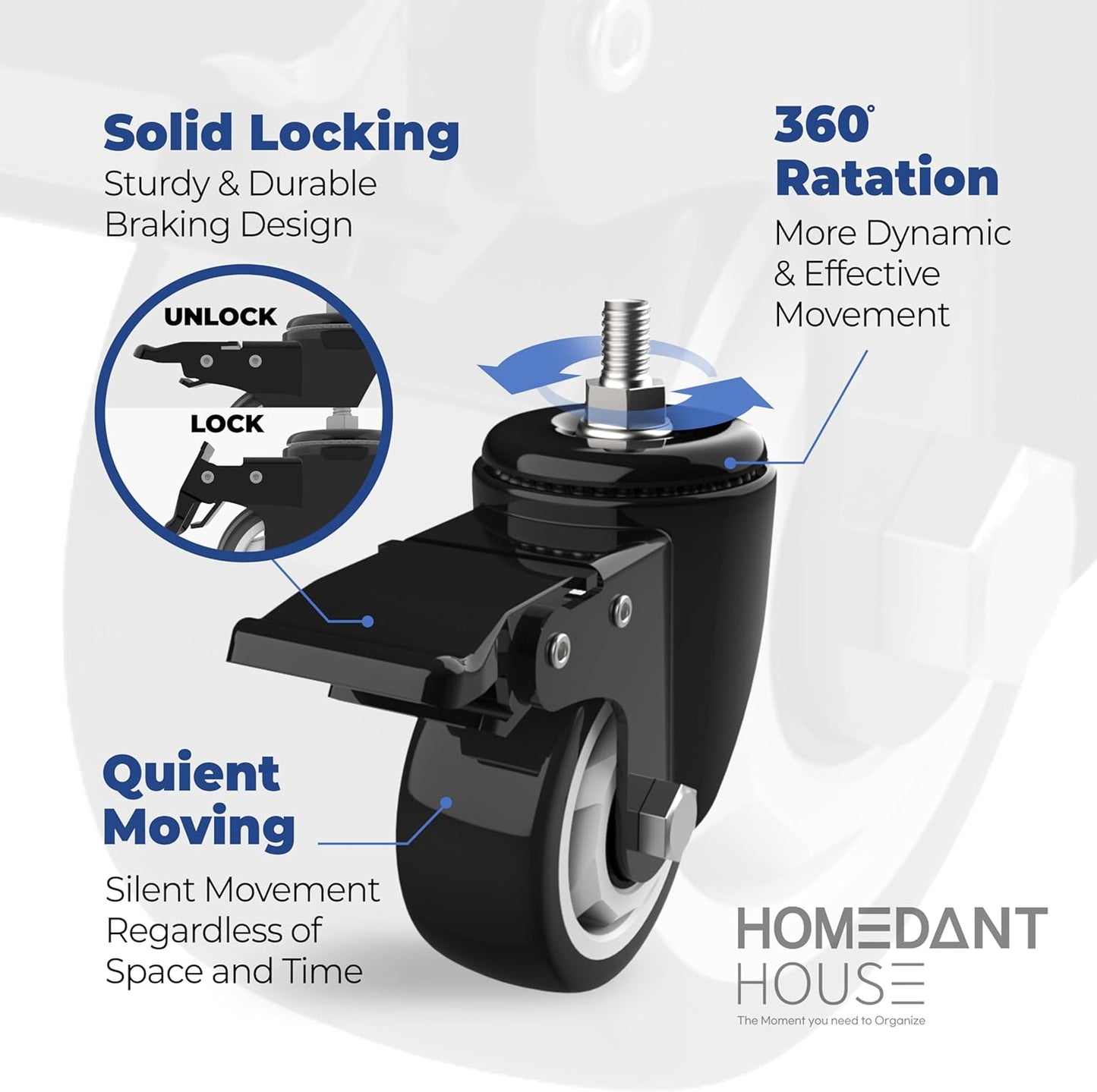 HOMEDANT House White 5-Tier Metal Rolling Cart Shelf Rack Casters Heavy Duty Wheel Shelving Unit Adjustable Utility Storage Shelves Organizer Shelf Kitchen Garage 36.2" W x 16.5" D x 69.5" H 2Pack