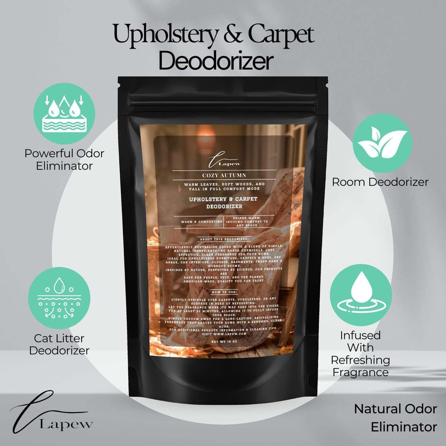 Cozy Autumn Carpet Freshener Powder: Powerful Odor Eliminator for Home, Upholstery Deodorizer, Carpet Deodorizer, Pet Urine, Cat Litter Box - Perfect Autumn Fragrance