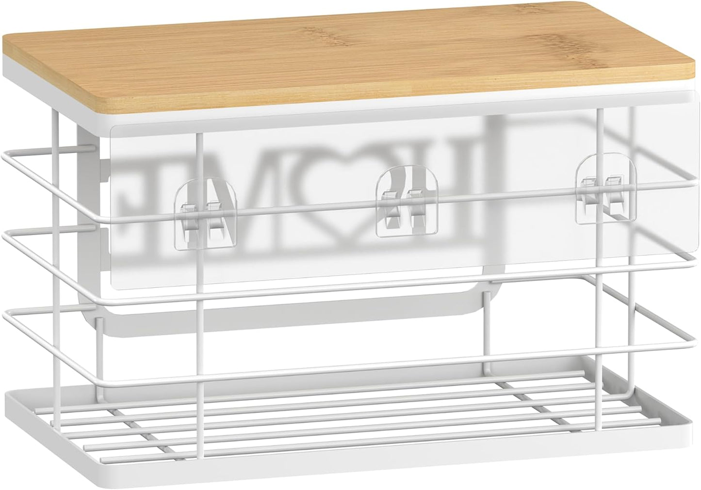 Trash Bag Holder, Thipoten Trash Bags Dispenser with Bamboo Top, Suitable for Garbage Bags Purchased Online or Supermarket, Perfect Storage Organizers for Cabinet, Under Sink (White, 2pack-XL/L)