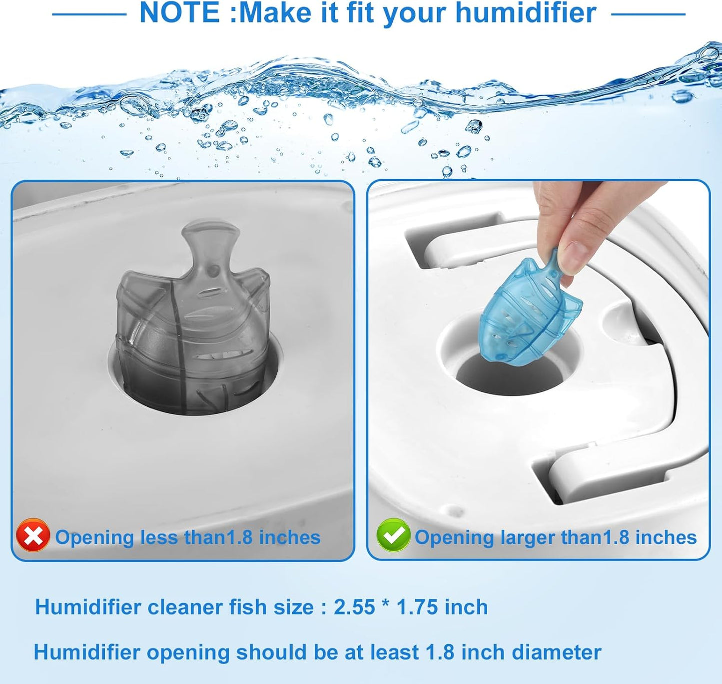 10PC Humidifier Cleaner Fish Universal Humidifier Tank Cleaner Works in All humidifiers and Fish Tanks Purifies Water, Prevent Hard Water Build-Up,Demineralization Cleaner(Blue)
