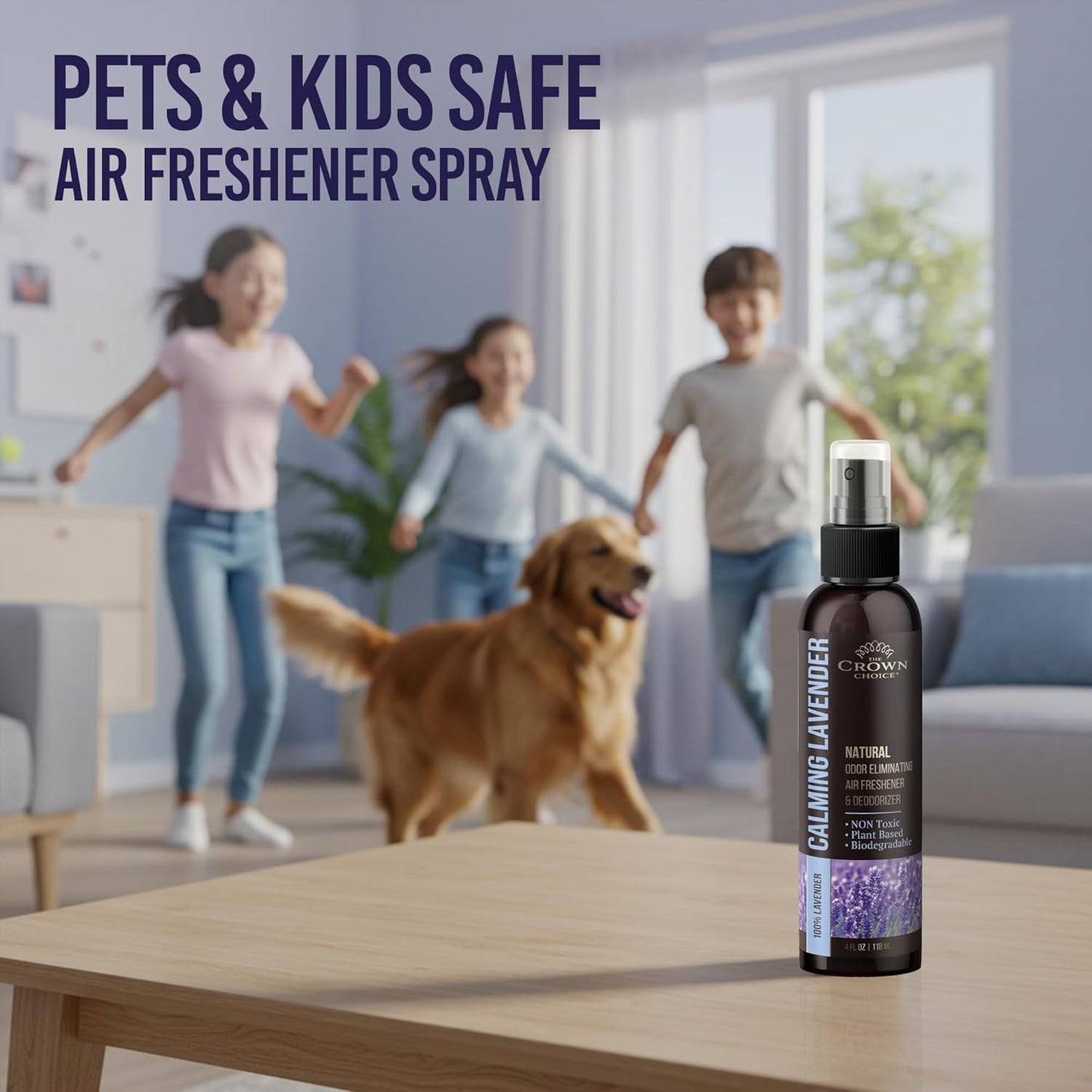 Non-Toxic Odor Eliminator,Natural Lavender Air Freshener Spray for Home,Linen Spray for Peacful Sleep, Closet & Couch Deodorizer,Long Lasting Bathroom & Toilet Freshener,Safe for Kids & Pets,1PK-4Oz