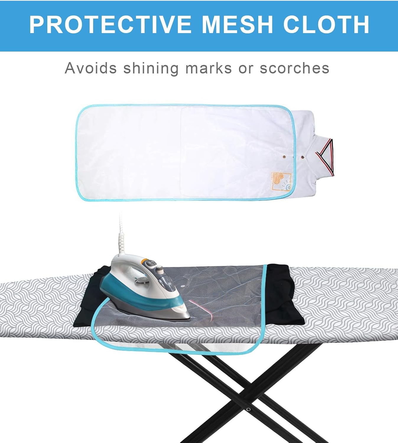Dalykate Ironing Board Cover and Pad, 15" x 54", Thick Padding, Elastic Edge, Scorch & Stain Resistant, Includes Fasteners & Mesh Cloth