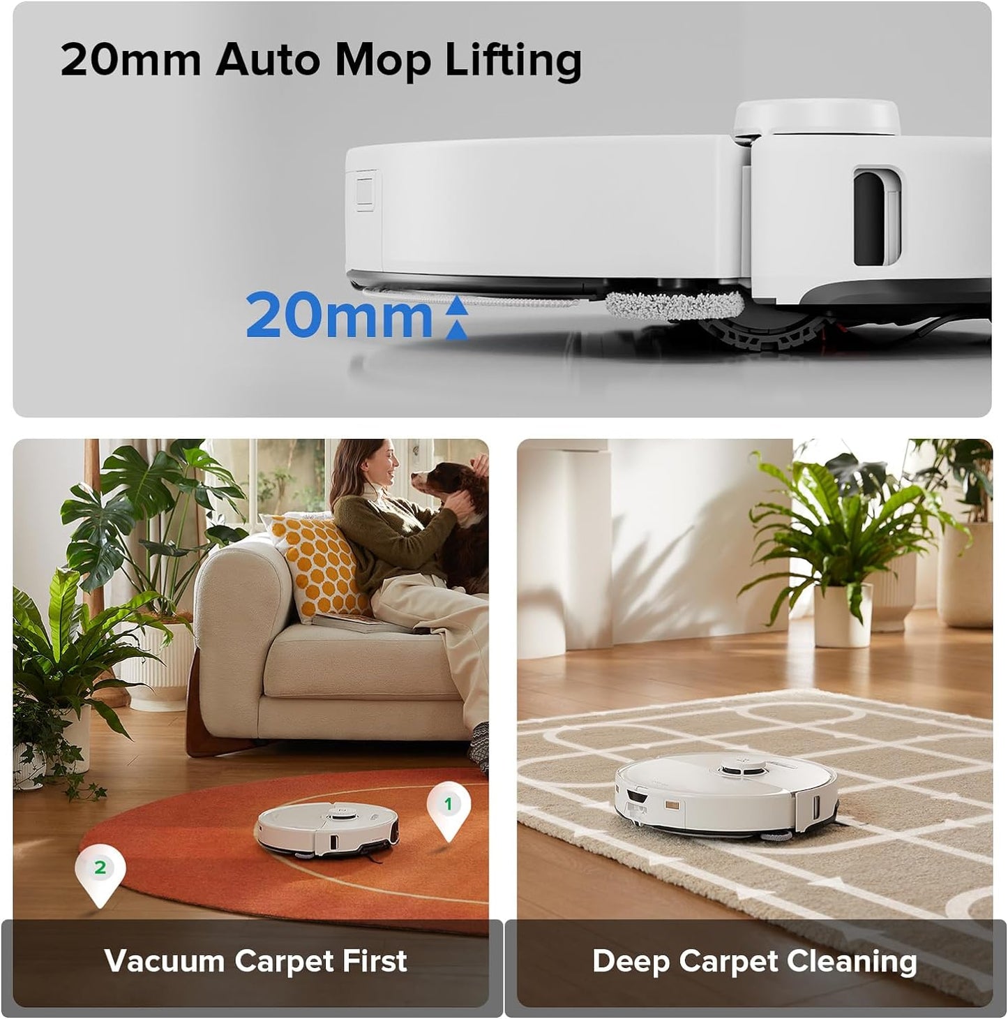 roborock S8 Max Ultra Robot Vacuum and Mop, All-in-One Dock, PreciSense LiDAR Navigation, Smart Dirt Detection, Self-Emptying, 8000Pa Suction for Various Floors, 20mm Auto Lifting for Carpet, White