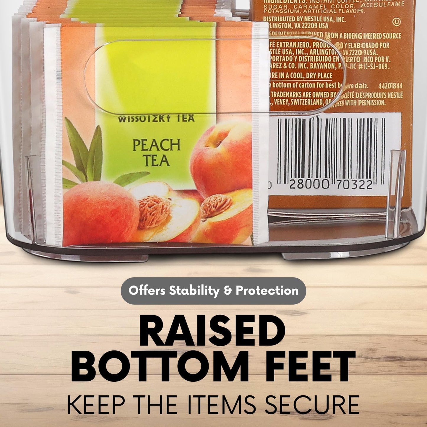 Clear storage organizer bins, Medium Kitchen Cabinet Organizers and Storage Baskets Pantry Fridge Containers for Organizing Cabinet Organization Perfect for Foods Snacks Chips Vitamin spices