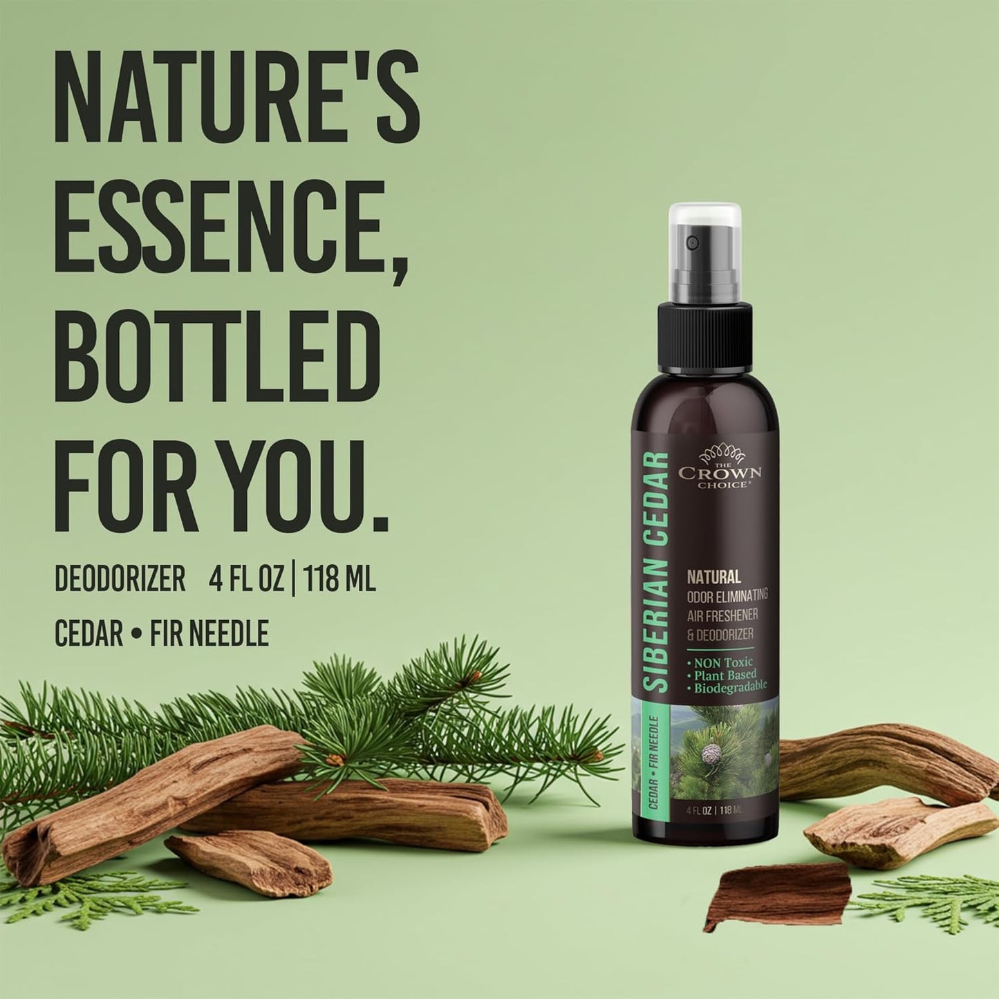 Non-Toxic Odor Eliminator,Natural Cedar Air Freshener Spray for Clothes Storage & Moth Repellent, Closet & Couch Deodorizer,Long Lasting Bathroom & Toilet Freshener,Safe for Kids & Pets,2PK, 4 Oz each