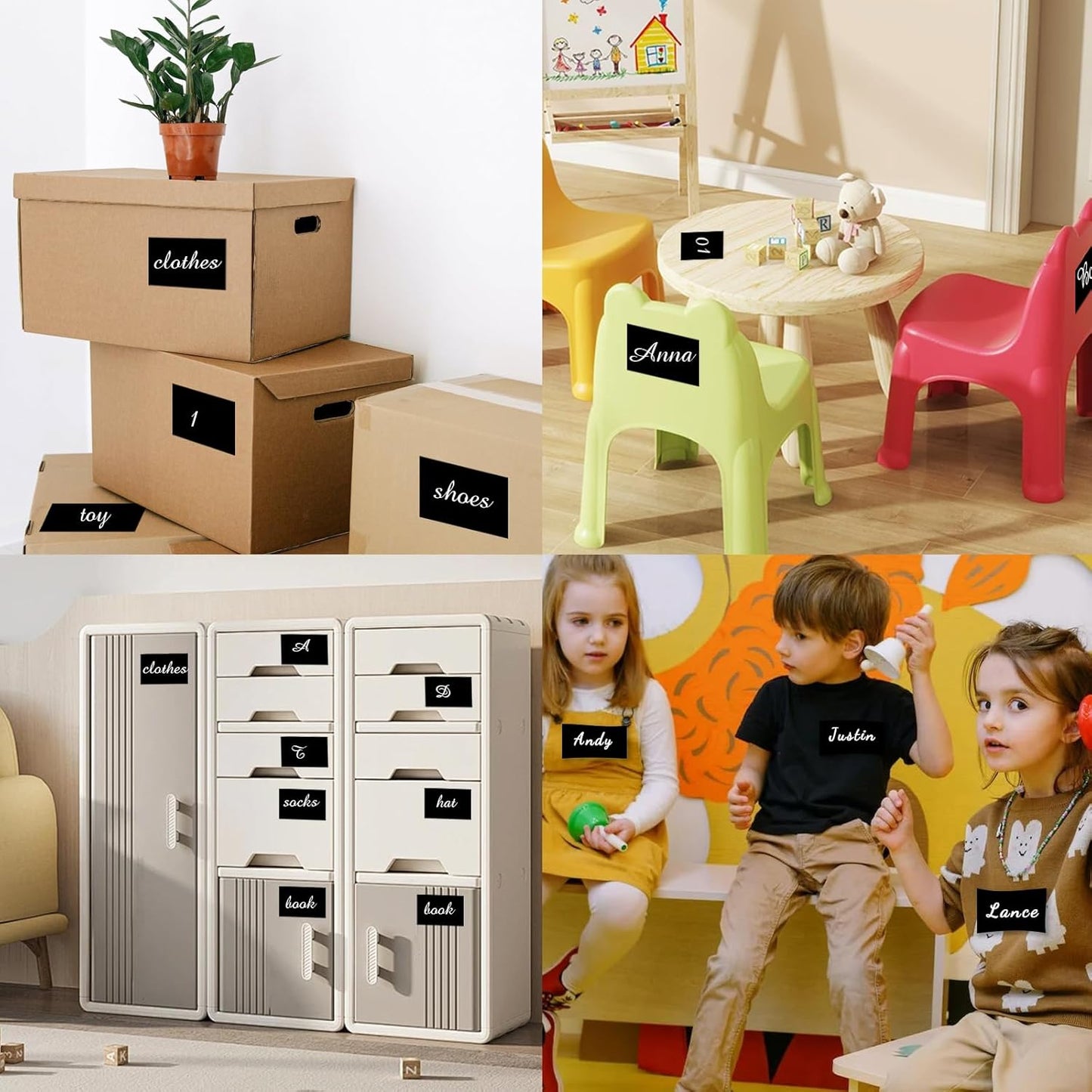 STARLIBOO 3"X5" Rectangle Color Coding Labels, Removable Square Label Inventory Stickers, Permanent Warehouse Moving Box Square Label (250Labels, Black)