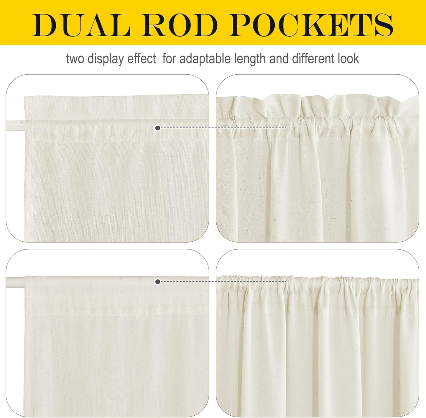NICETOWN Door Window Curtain Panel, Farmhouse Elegant Solid French Door Curtain Rod Pocket Country Shade for Front with Bonus Tieback - 1 Panel, Off White