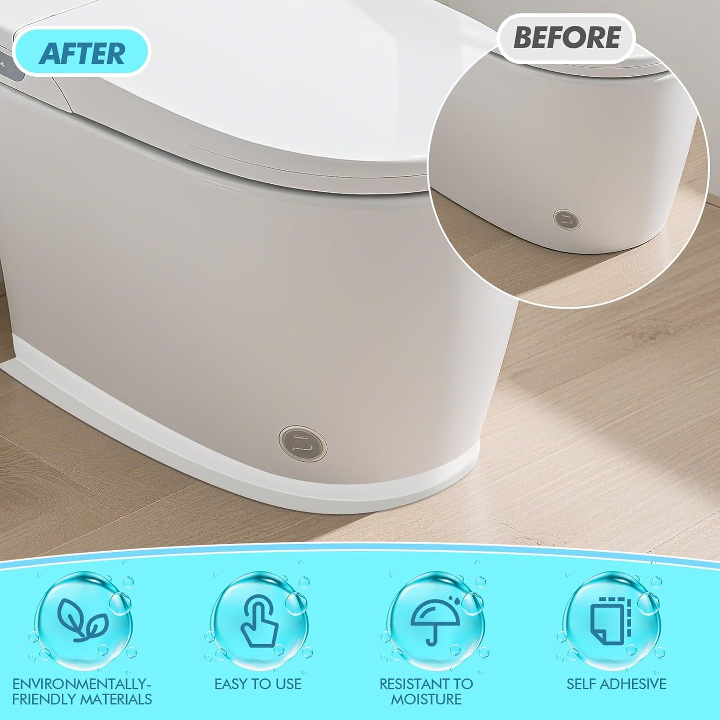 Maitys White Caulk Tape Waterproof Self Adhesive 12 Roll White Caulking Sealant Strips Bathroom Shower Tapes for Toilet Kitchen Countertop Corners Surfaces Sink Bathtub Floor Wall Edge (1.5" x 10.5ft)