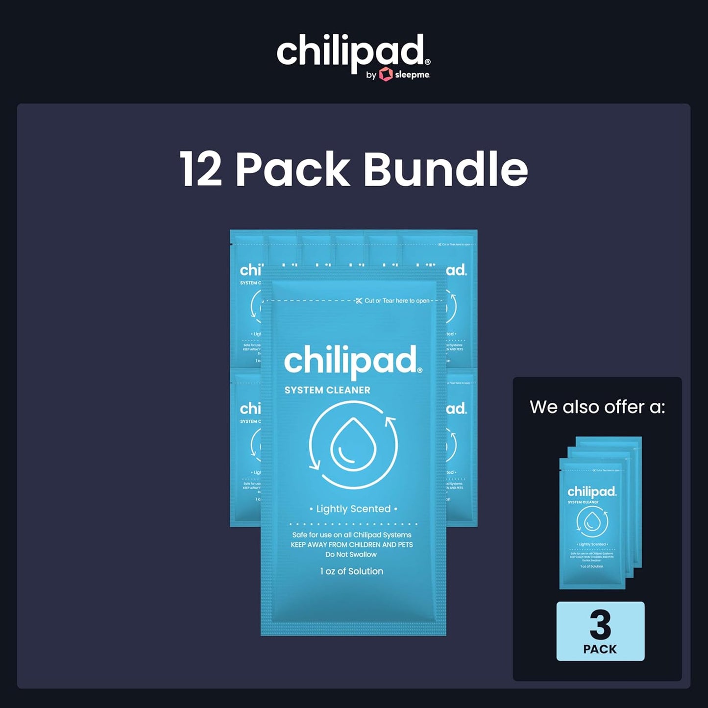 Chilipad Sleep System Cleaner – For Regular Maintenance and Deep Cleaning of the Chilipad Bed Cooing Systems – 1 Ounce of Cleaning Solution (12 Pack)