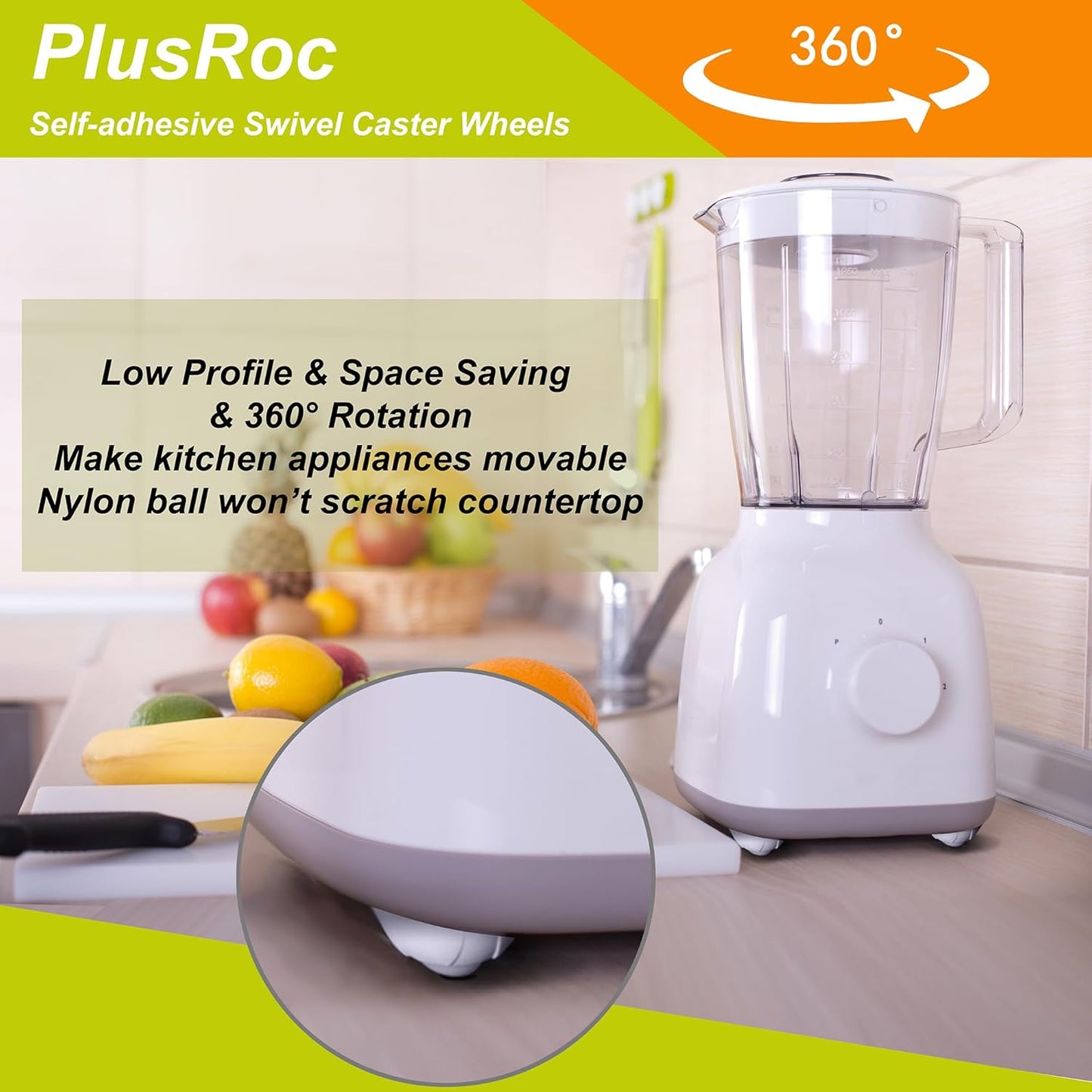 PlusRoc 12 Pack Self Adhesive Caster Wheels For Appliance, Load Capacity 14LBS Per Wheel, Mini Swivel Wheels Sliders Roller For Stand Mixers Air Fryers