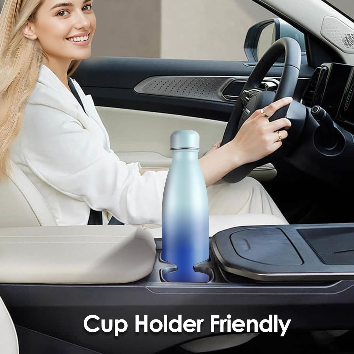 25oz Cola-Bottle Shaped Stainless Steel Leak-proof Water Bottle,Double Wall Vacuum Insulated Metal,Travel Mug For Sports Indoors & Outdoors,BPA-Free Kids Flasks,Green Blue(1 Pack)