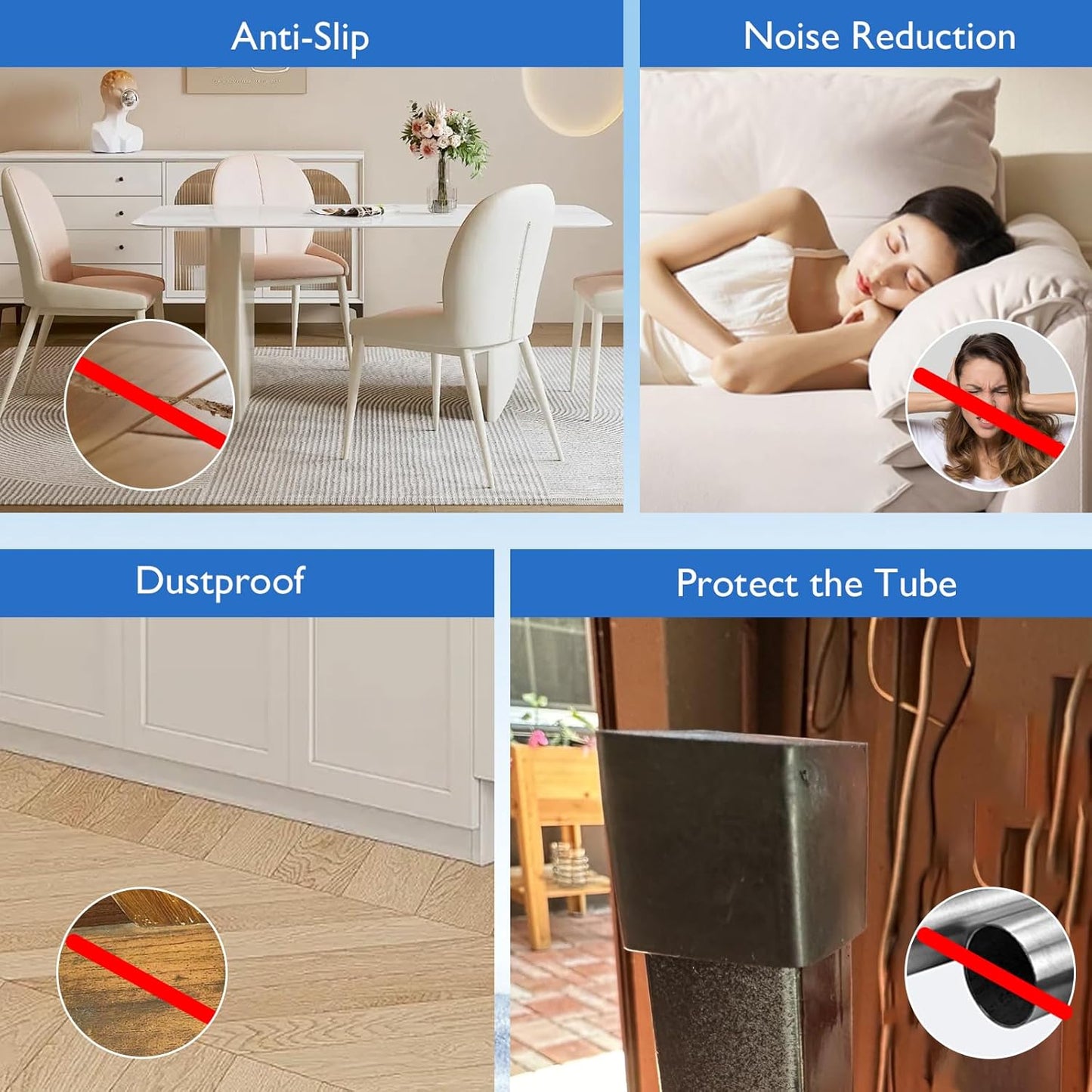 32 Pcs 1" x 1" Square Rubber Chair Leg Caps, PVC Table Leg Covers, Flexible & Anti-Slip Furniture Leg End Caps, Chair Leg Floor Protectors for Bar Stool Leg Patio Indoor, Black