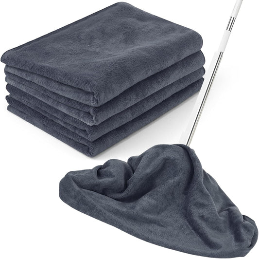 4 Pack Extra Large Microfiber Cleaning Cloths 20"x30", Lint-Free Reusable Towels for Home, Glass, Windows, Office, Kitchen, Bathroom – Gray