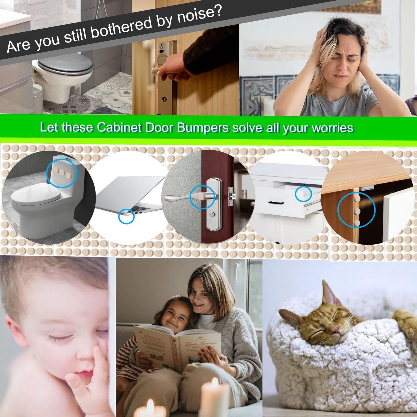 Furnigear Felt Pads Small 3/8" Felt Pads for Cabinet Doors Bumpers, Cabinet Cushion Dots Felt Cabinet Door Stops, Self Adhesive Thick Bumper Pads to Protect Surfaces -Anti Scratch 234 Pcs Round Beige