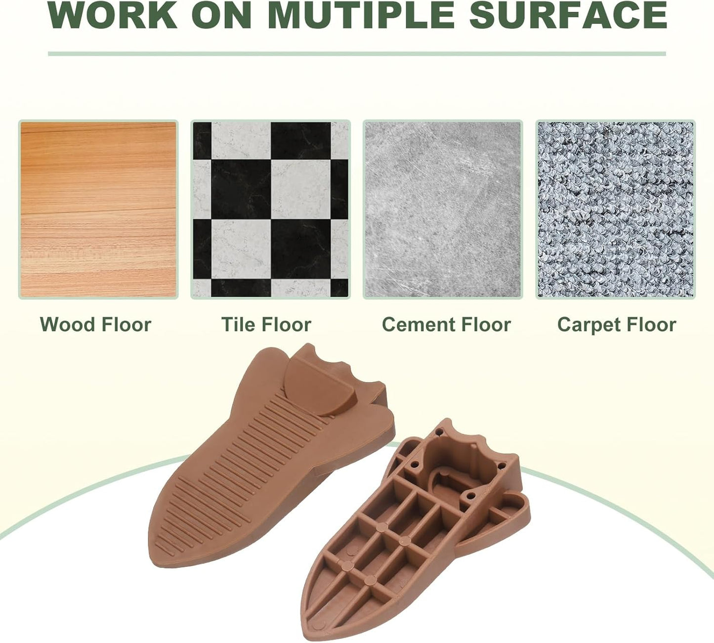 uxcell 2 Pcs Door Stoppers for Bottom of Door, Rubber Stackable Door Stopper Wedge Anti-Slip, 2.13 Inch, Coffee