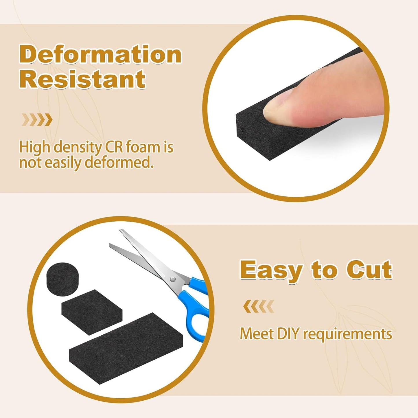 High Density Weather Stripping 3/4 in x 3/8 in, Weatherproof Foam Insulation Tape, Anti Collision Seal Strip Weatherstrips for Windows Storm Doors, 2 Rolls Total 13Ft