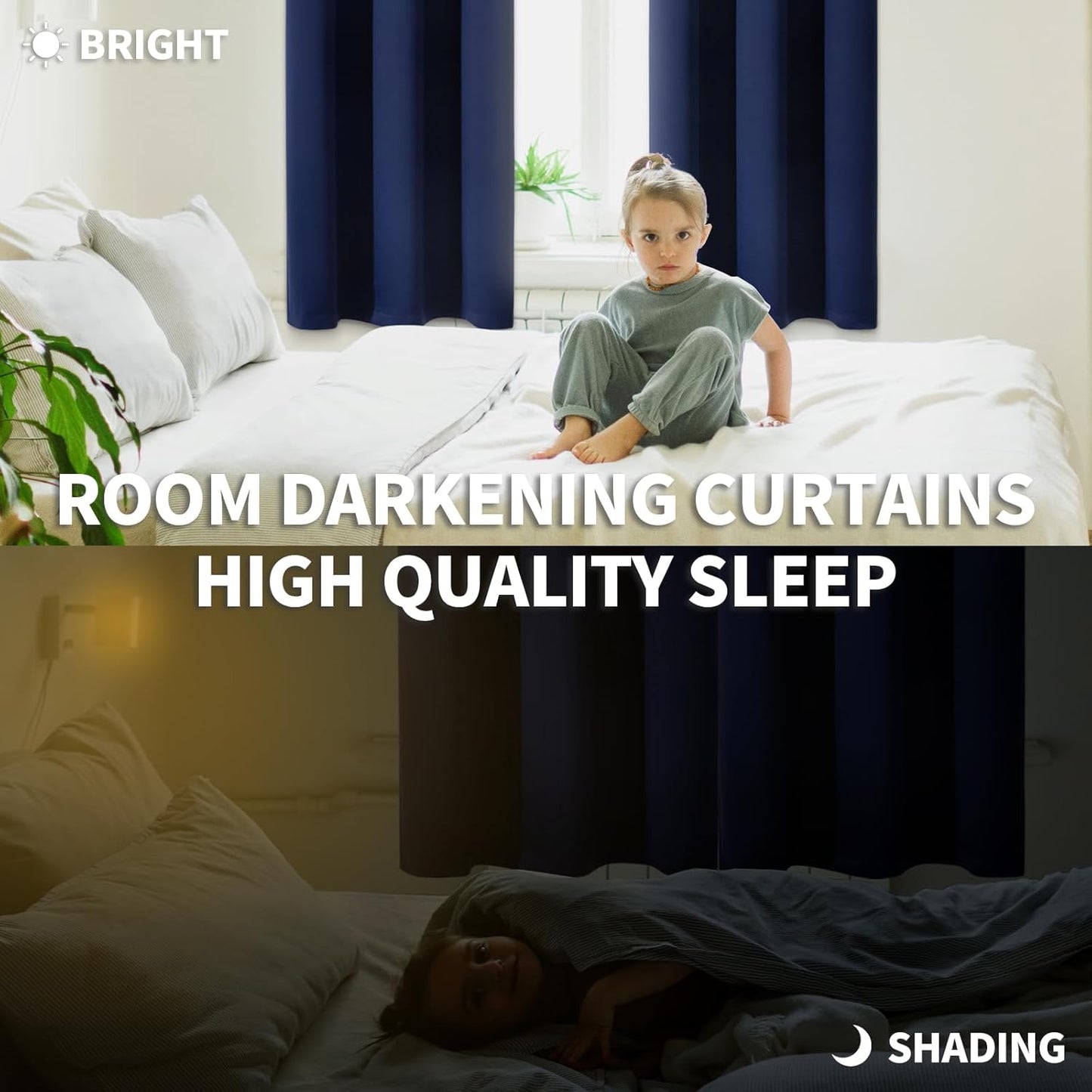 BGment Blackout Curtains 90 Inch Length for Bedroom 2 Panels - Navy Blue Thermal Insulated Drapes with Rod Pocket for Living Room Long Window Treatments Darkening Privacy, 52 x 90 Inch