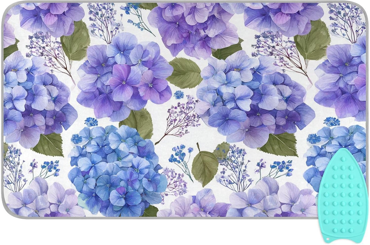 Purple Hydrangea Herb Ironing Mat for Table top Portable Ironing Pad Blanket for Washer Dryer Countertop Travel