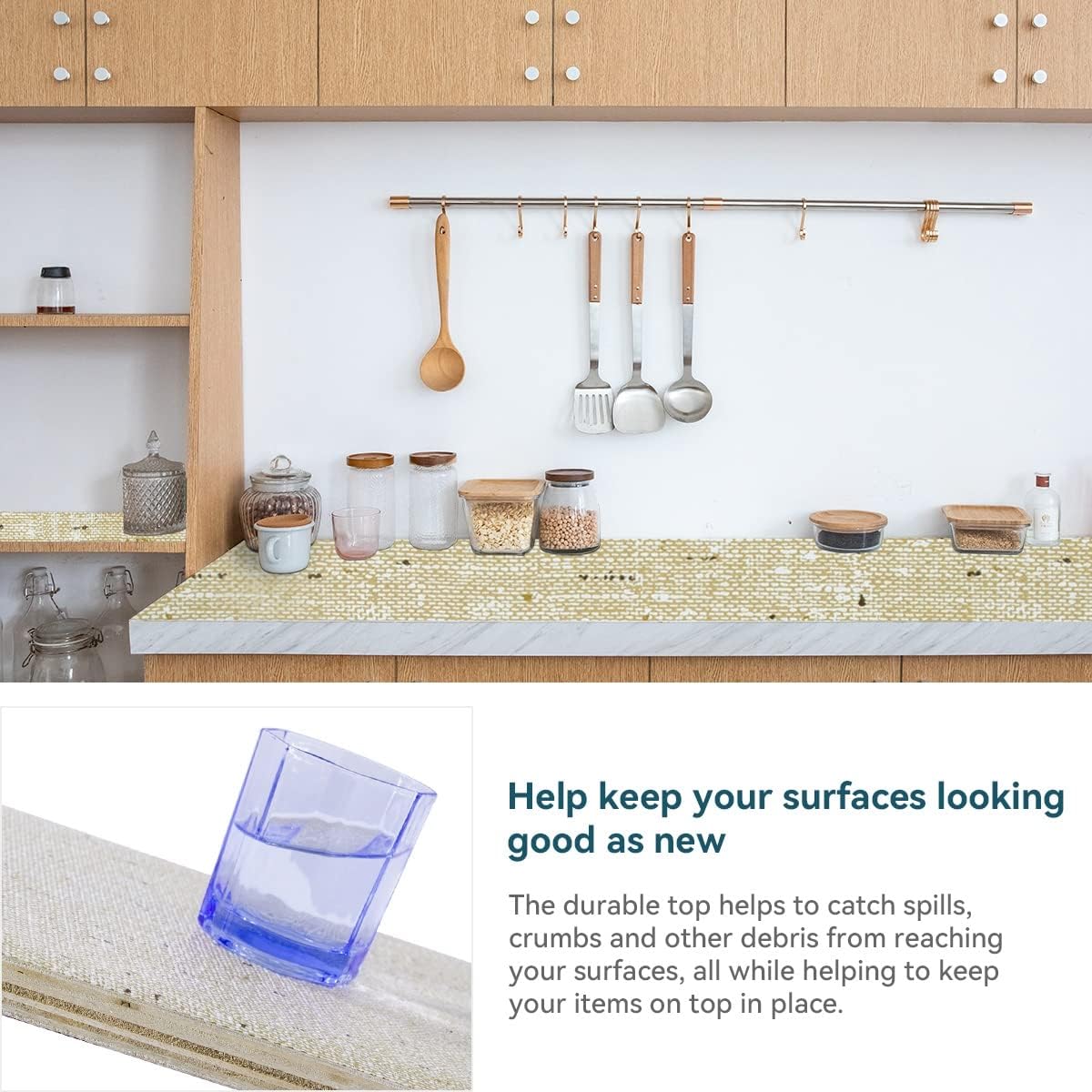 Shelf Liner 20 x 72 Inch 2 Rolls Shelf Liner Non Adhesive, Drawer Liner Non Slip Kitchen Mat Waterproof Oil-Proof for Kitchen Cabinet, Shelves, Refrigerator, Storage, Desks, Easy to Trim