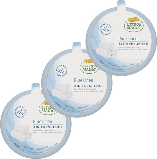 Citrus Magic Odor Absorbing Solid Air Freshener, Pure Linen, 8-Ounce, Pack of 3
