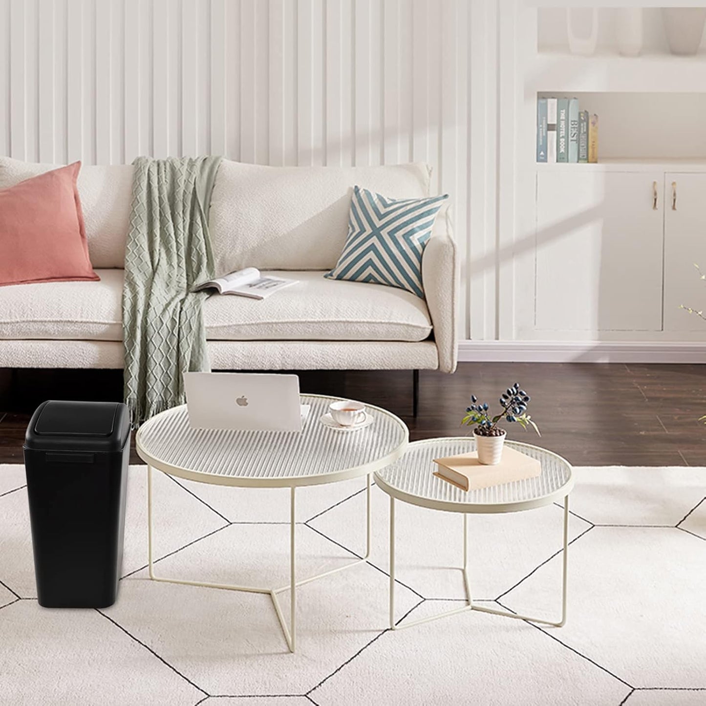 4.5 Gallon Swing Top Trash Bin, Plastic Garbage Can with Lid, Black, 3 Pack