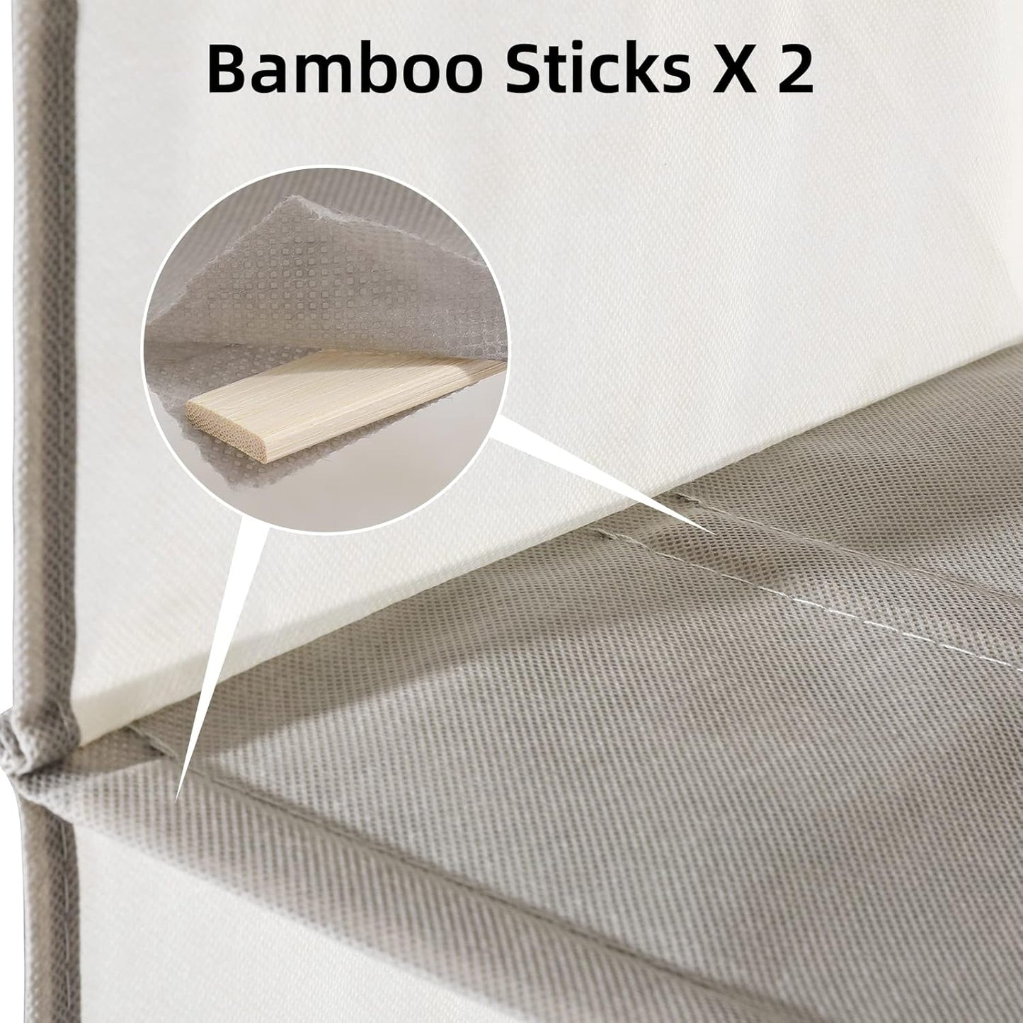 2 Packs Hanging Closet Organizer Storage, 3-Shelf Hanging Shelves for Closet, Closet Clothes Organizer and Storage with Side Pocket, Beige