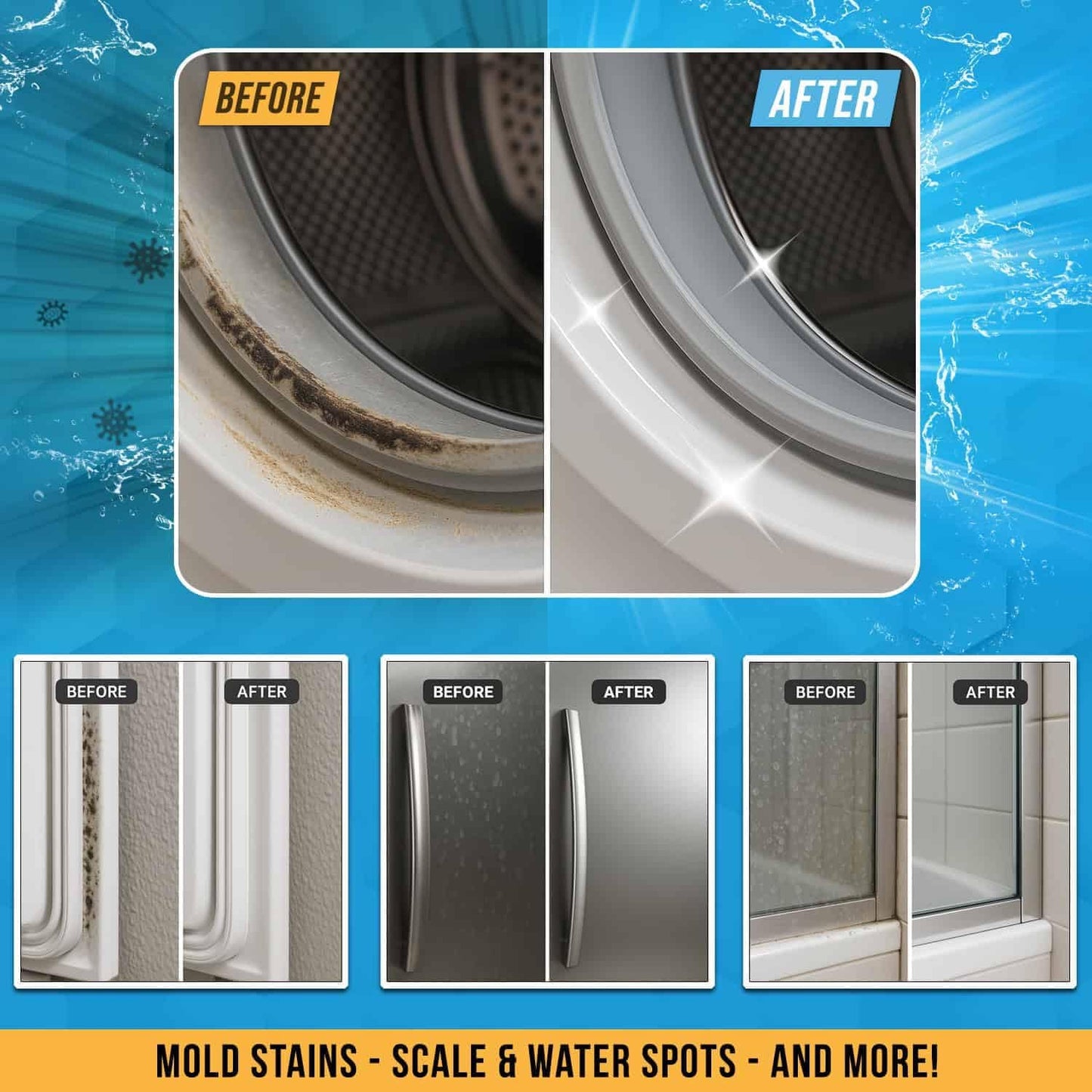 ACTIVE Home Appliance Surface Cleaner Wipes Heavy Duty Wipe for Cleaning Washing Machine, Dryer Stainless Steel Refrigerator, Glass Cooktop, Microwave, Dishwasher, Counter, Tile - 24 Large Wipes