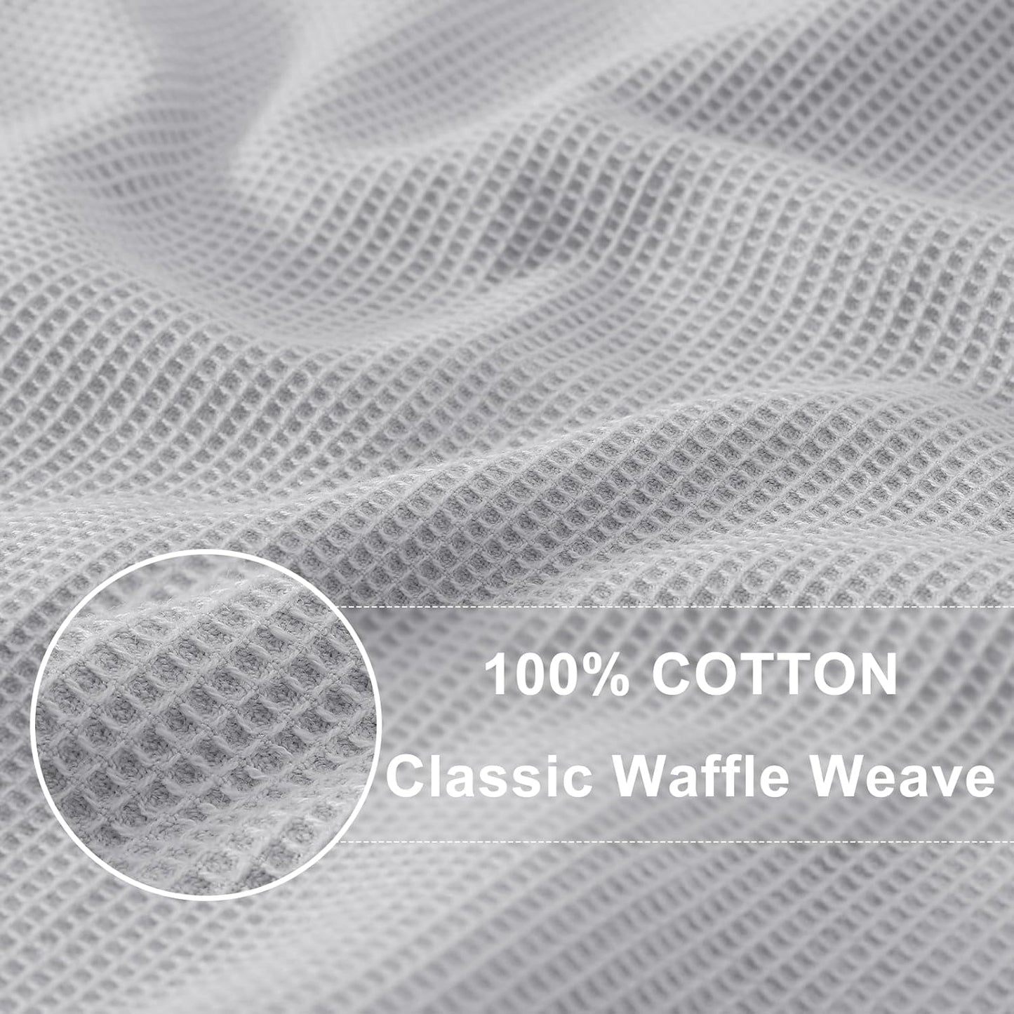Homaxy 100% Cotton Waffle Weave Dish Cloths - 6 Pack Soft and Absorbent Dish Towels - 12 x 12 Inches Quick Dry Dish Rags - Light Grey