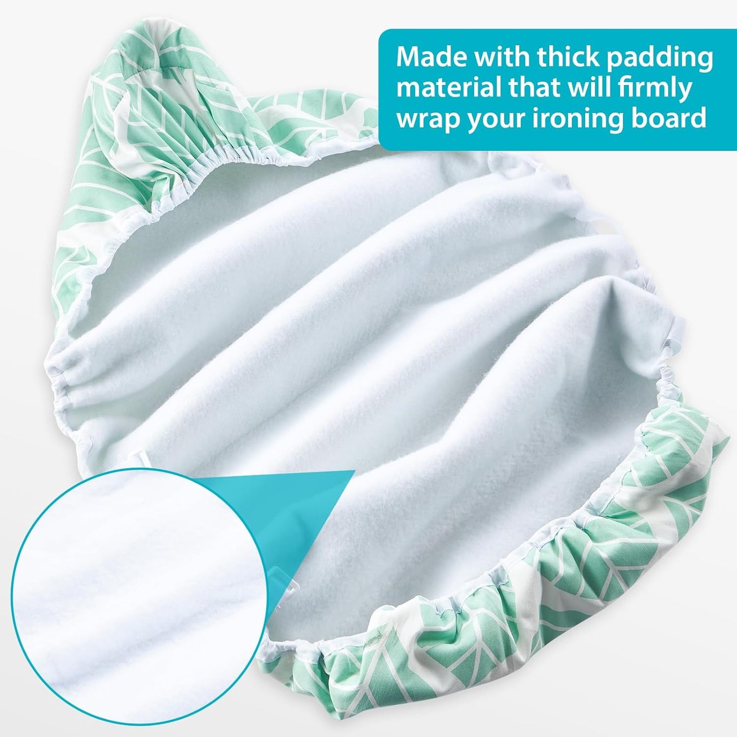 Extra Wide Ironing Board Cover with Padding 18 x 54 inch Heat Reflective with Hook and Loop Fasteners, Thick Padding with Elasticized Edges, 3 Layers Iron Board Cover (Green Leaf)