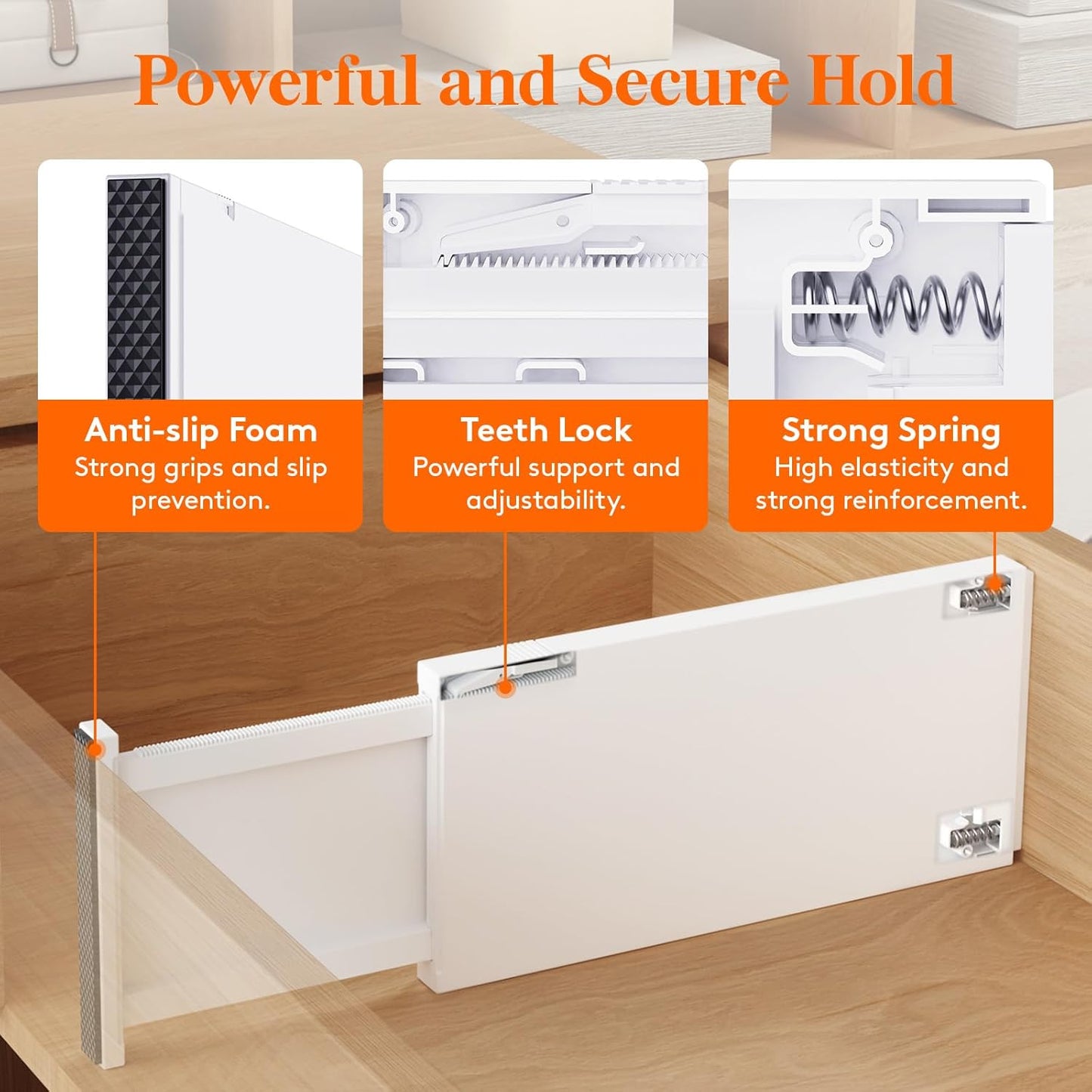 Lifewit 16 Pack Drawer Dividers Plastic 6" High, 13.5-22" Adjustable Drawer Organizers for Clothes, Expandable Dresser Separators in Bedroom/Bathroom/Kitchen/Vanity/Office Organization and Storage