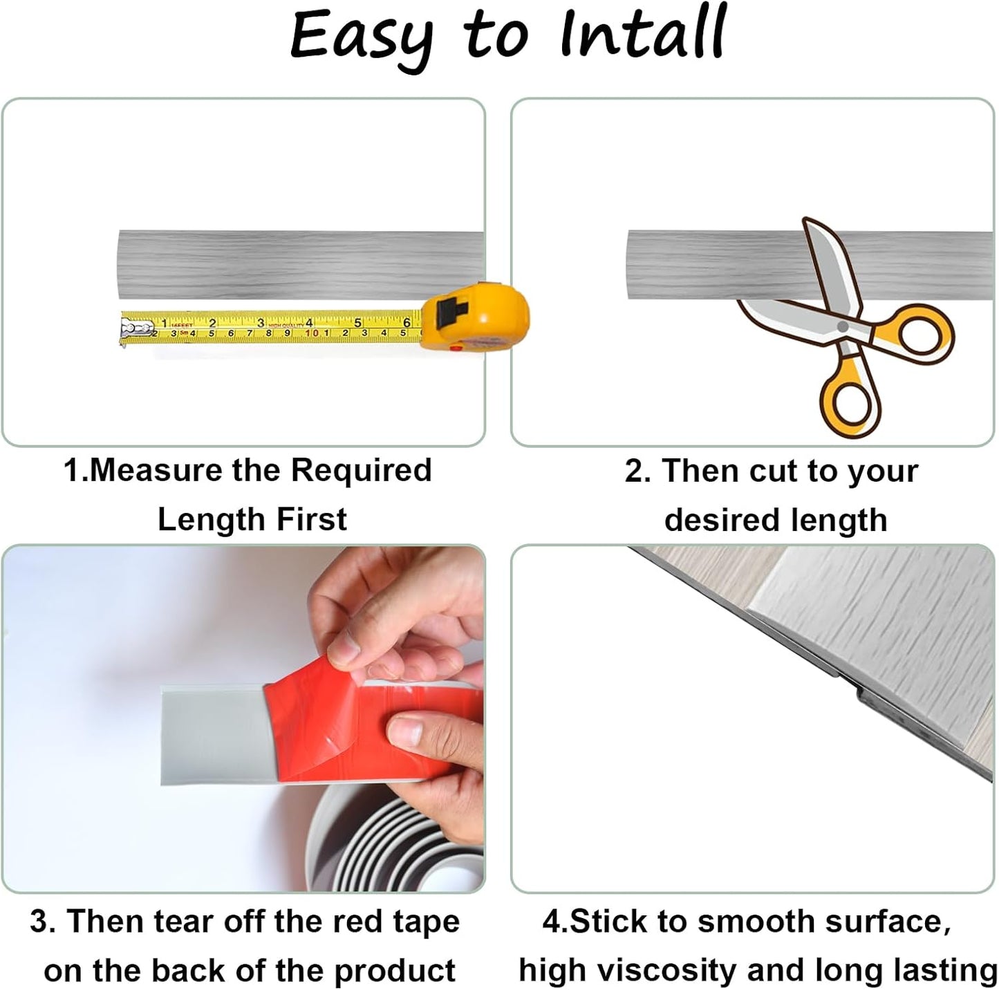Floor Transition Strip & Self Adhesive Floor Vinyl Floor Edge Trim Laminate Floor Gap Covering Joining Strip
