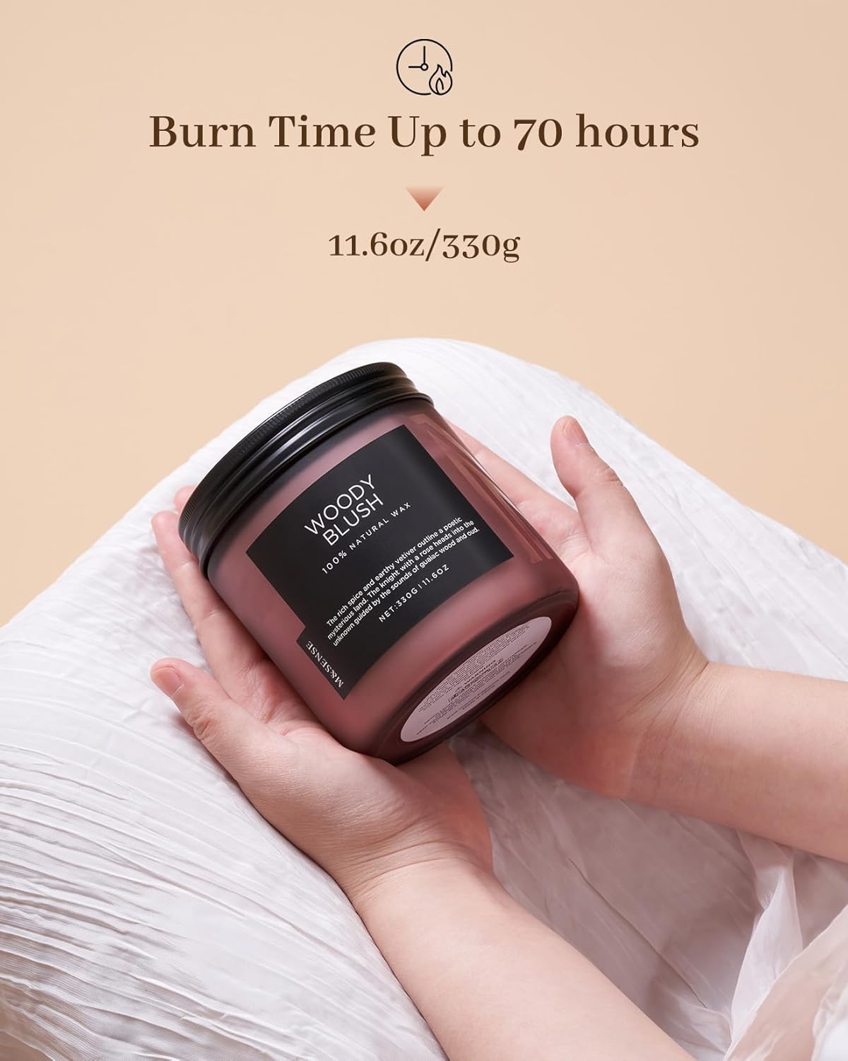 M&SENSE Rose Oudwood Scented Candle, 11.6oz 70 Hours Natural Soy Wax Long Lasting Slow Burning Candles, 2 Wick Relaxing Aromatherapy Gifts for Home Decor