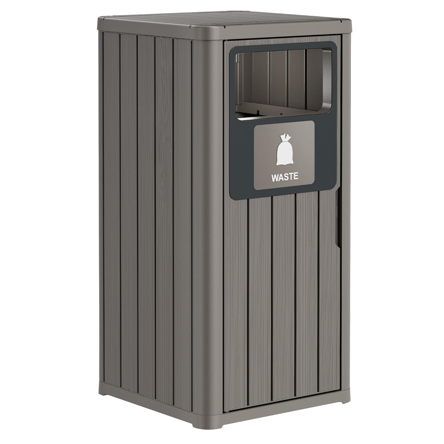 Outdoor Trash Can, Waterproof Resin Garbage Can Indoor and Outdoor Use, Durable & Weather-Resistant Commercial Garbage Can, Outside Trash Bin for Patio, Kitchen