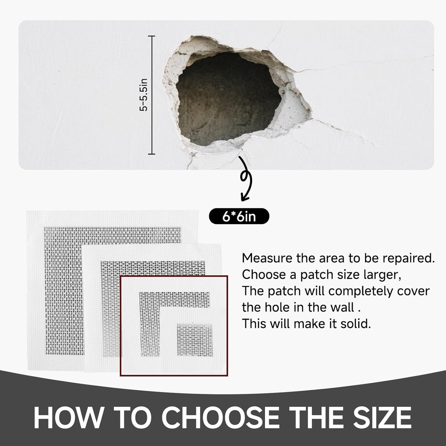 19 PCS Wall Repair Patch Kit, Aluminum Drywall Repair Patch Kit for Small/Large Holes, 2/4/6/8 Inch Self-Adhesive Metal Wall Patches with Scraper Sandpapers Gloves, Quick Fix Plaster