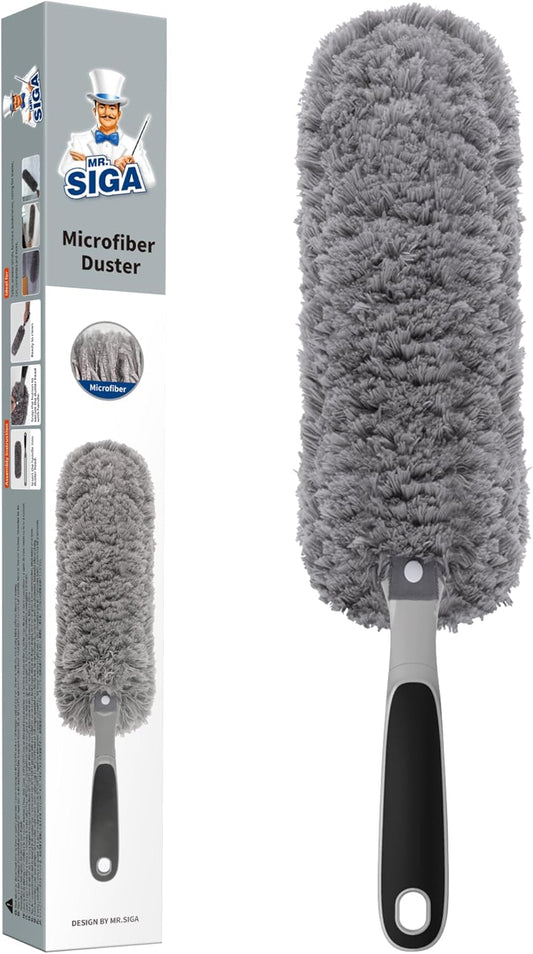 MR.SIGA Lint Free Microfiber Duster, Washable Duster for Household Cleaning Gray