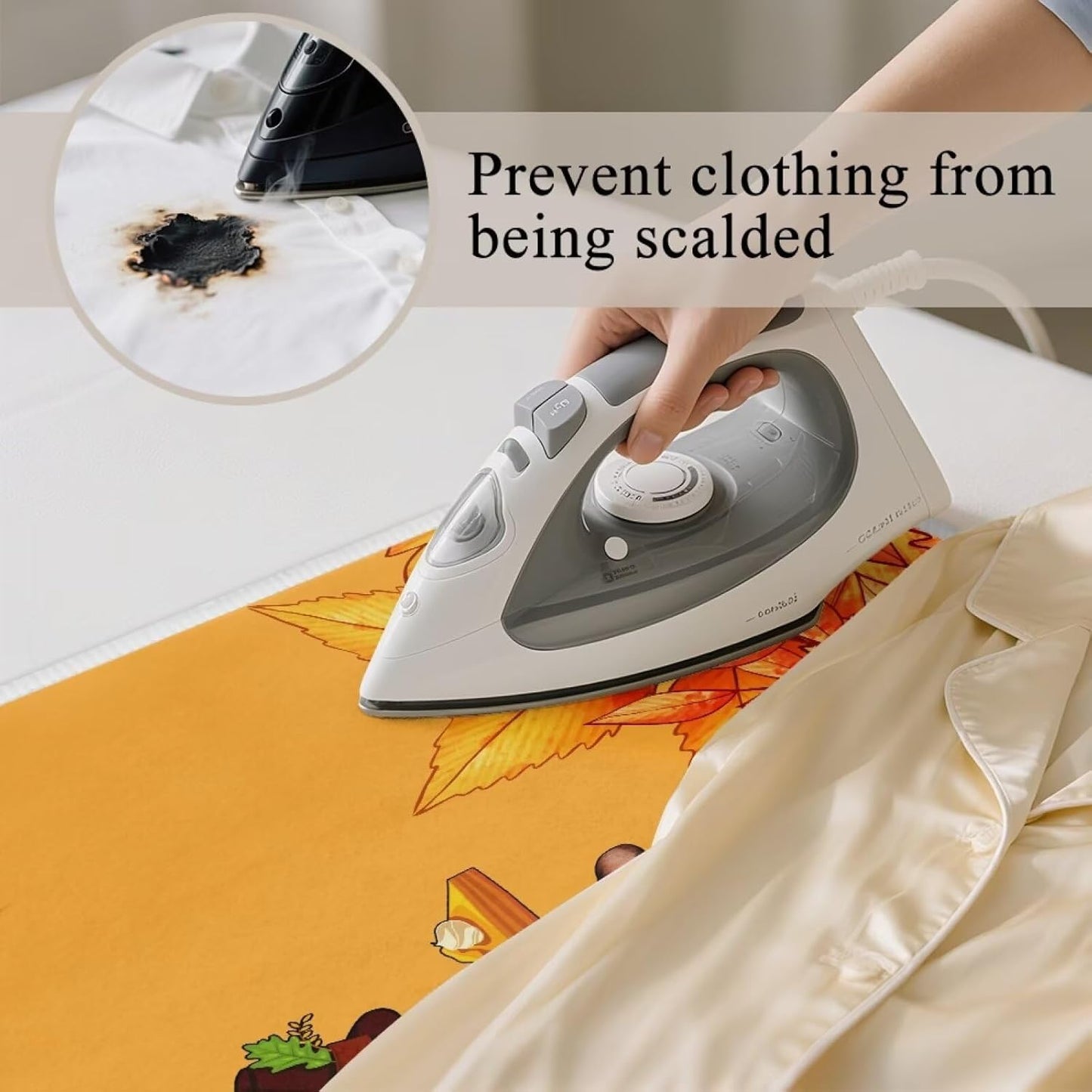 Yellow Ironing Mat Pumpkin Ironing Board Pad Heat Resistant, Portable, Quilting & Travel Blanket 32 x 16 Inch Thanksgiving Small Ironing Mat for Table Top,Countertop,Etc