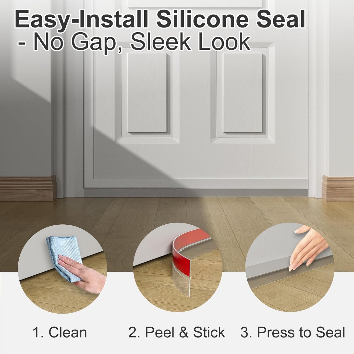 Heavy-Duty 36 ft x 2 in Weather Stripping, Extra Thick 2mm Door Draft Stopper Silicone Seal Strip for House and Glass Shower Doors for Collision and Side Gaps of Door and Windows, Clear