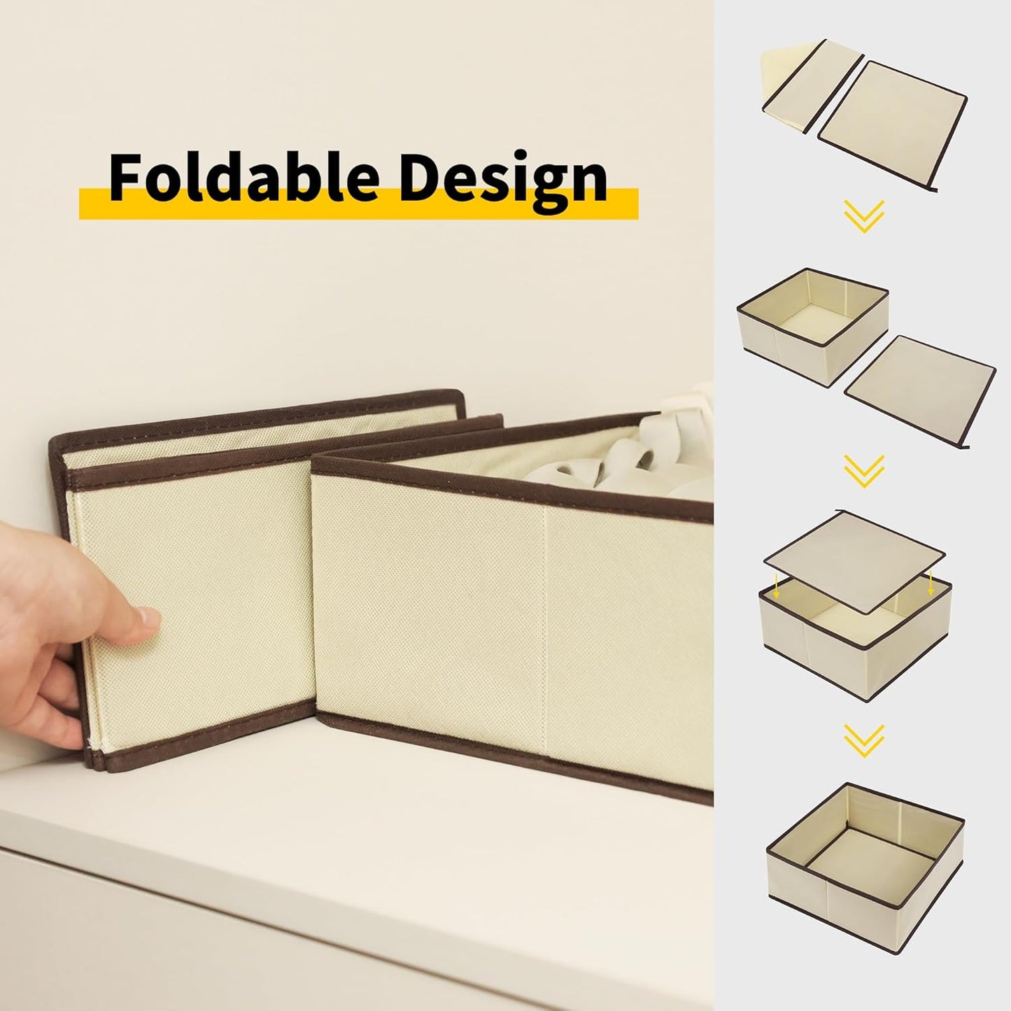 Cupic Cupid Drawer Organizer, Dresser Organizers, Foldabe Drawer Organizer Clothes, Closet Organization and Storage Dividers for Socks, Underwear and Diaper, Set of 12, Beige