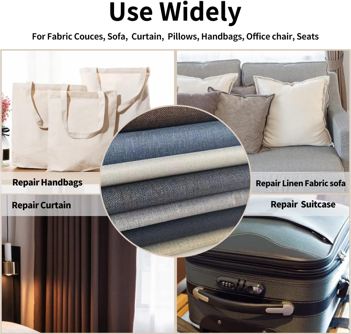 Fabric Repair Patches, 17X79 Inch Linen Repair Tape Self-Adhesive Fabric Patches Durable, DIY Large Linen Tape for Sofa, Couches, Furniture, Chair, Clothing （17X79 Inch, Grey）