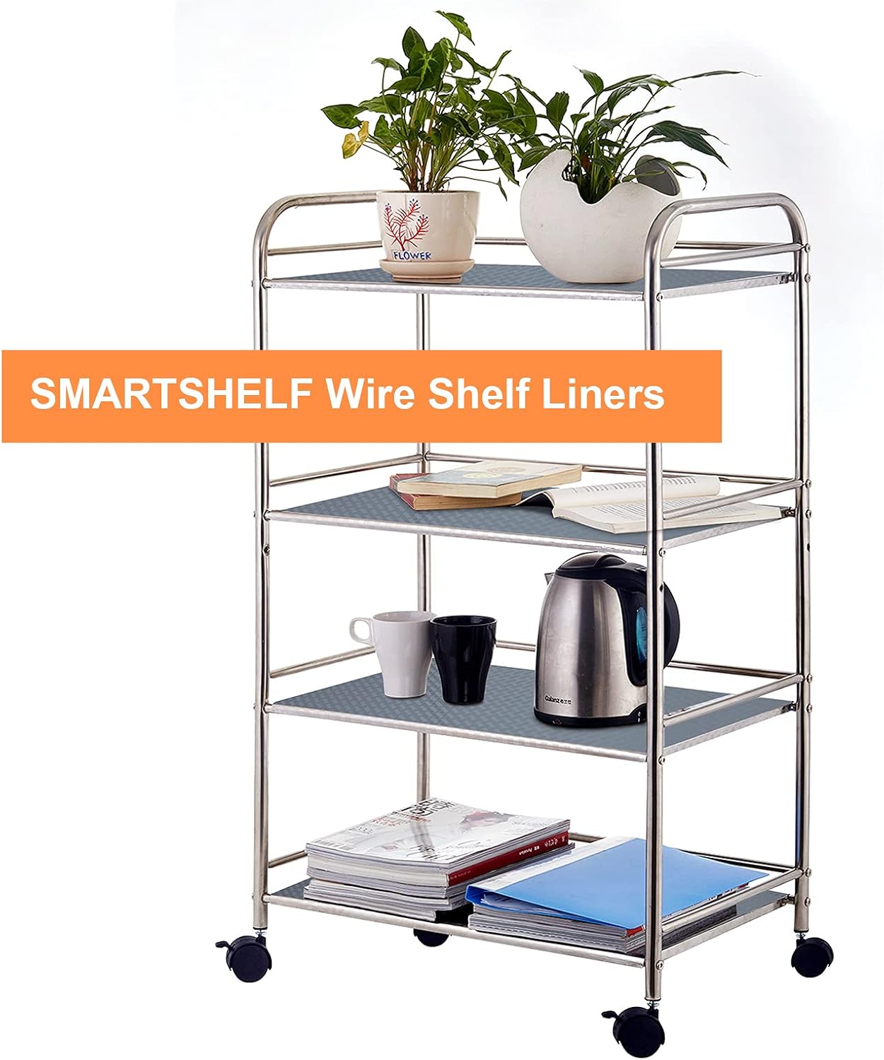 Shelf Liners for Kitchen Cabinets Refrigerator Liners Waterproof & Oil-Proof Kitchen Cupboard Liner Non-Slip Drawer Mats EVA Material Non Adhesive Fridge Mats for Shelves 11.8 x 393.7 Inches