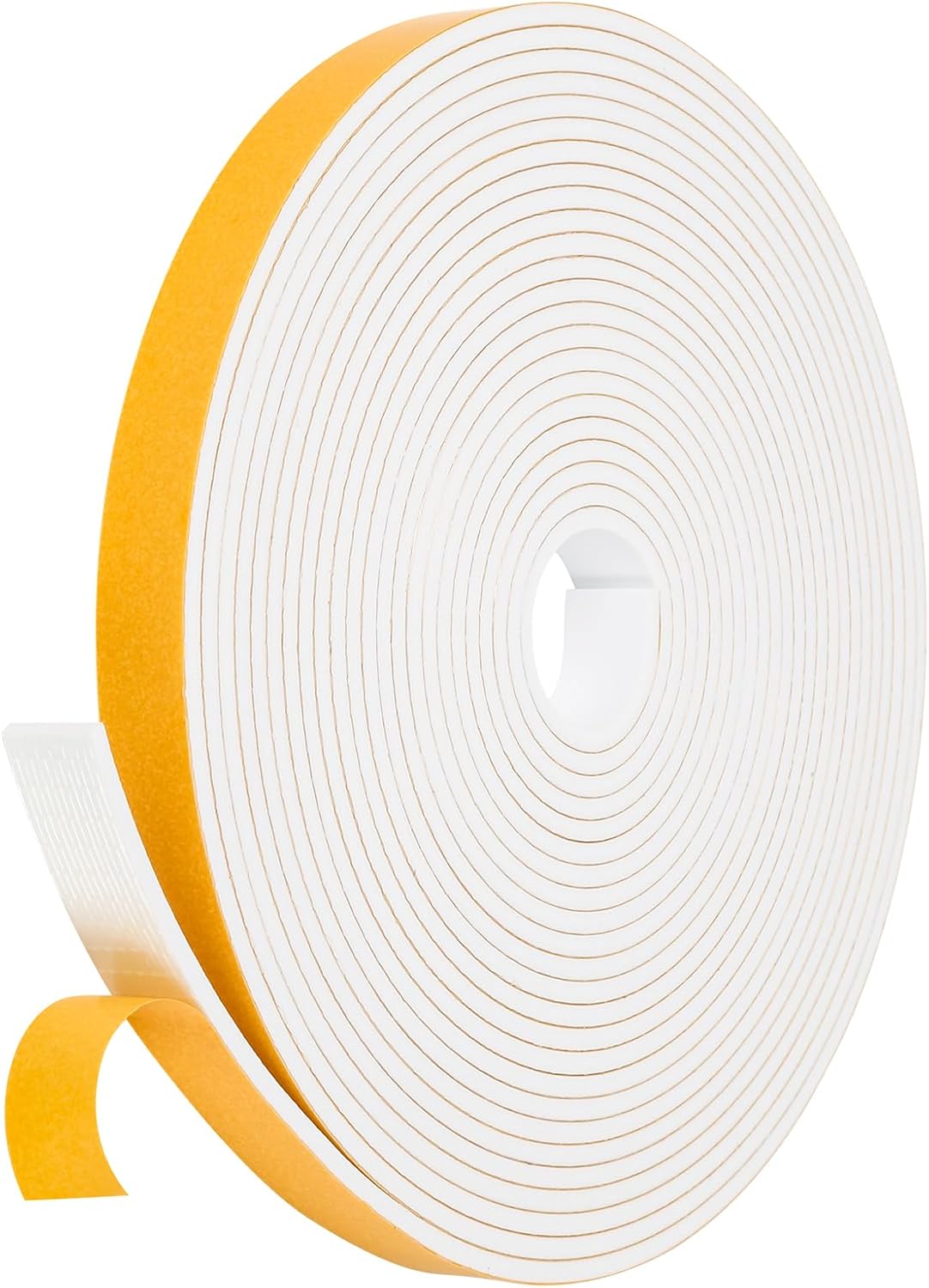 Weather Stripping Door Seal Strip (3/5 Inch X 1/8 Inch X 26Feet), Strong Adhesive, Lightproof, Soundproof, Weatherproof Foam Tape Insulation for Sliding Door, Front Door Frame, Windows- White