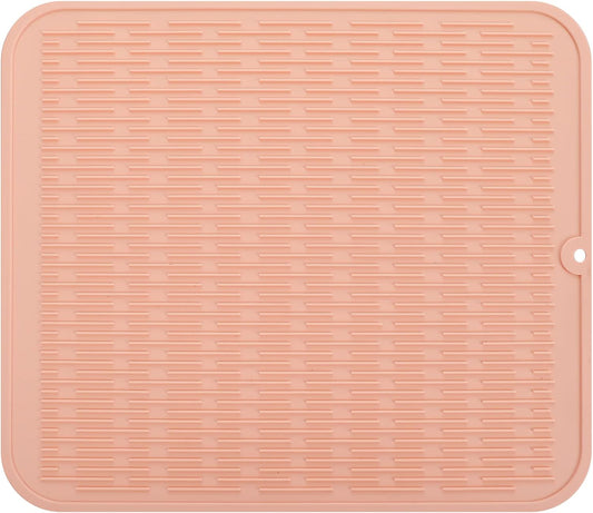 Silicone Dish Drying Mat for Multiple Usage,Easy clean,Eco-friendly,Heat-resistant Silicone Mat for Kitchen Counter or Sink,Refrigerator or Drawer Liner Pink 2XL 24 inches x 18 inches